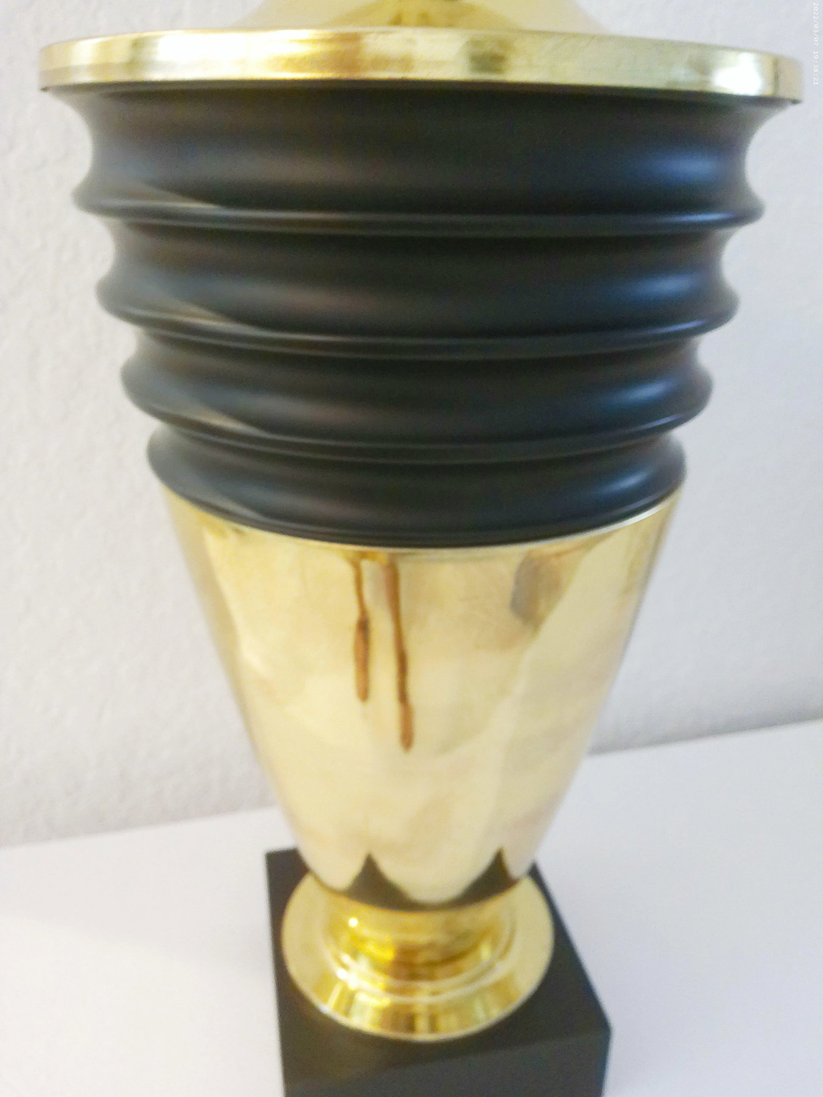 1980s French Atomic Design Black & Gold Lamp - 3
