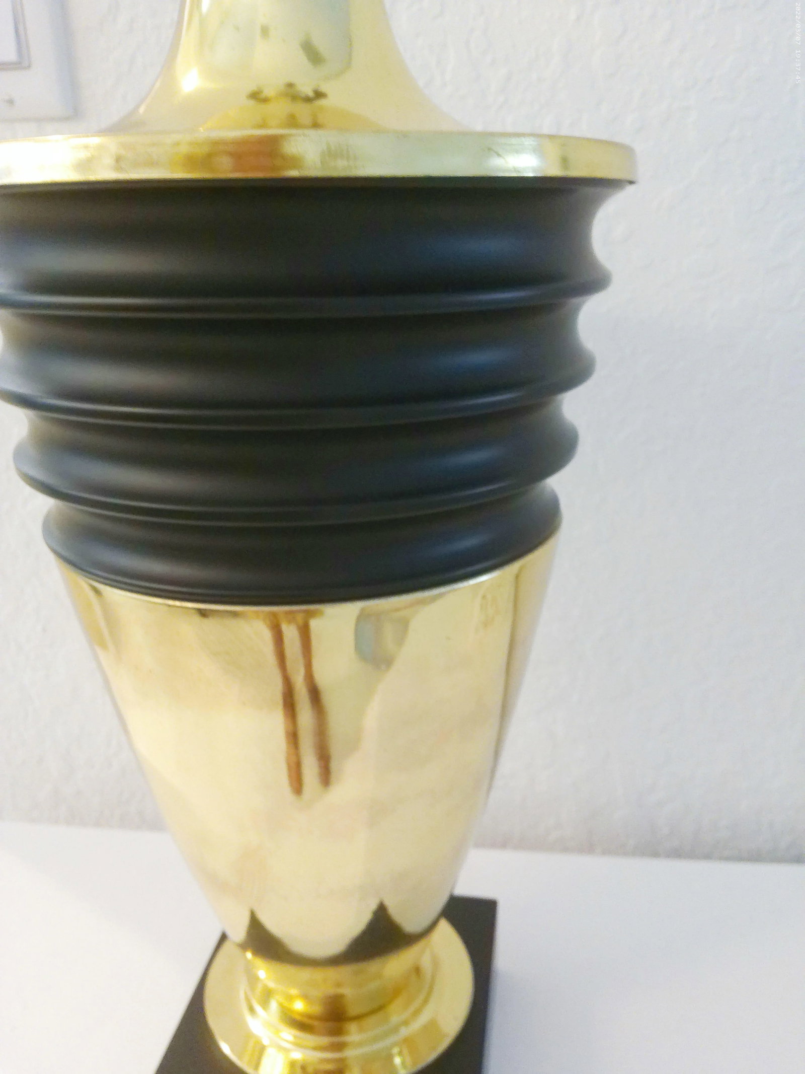 1980s French Atomic Design Black & Gold Lamp - 4