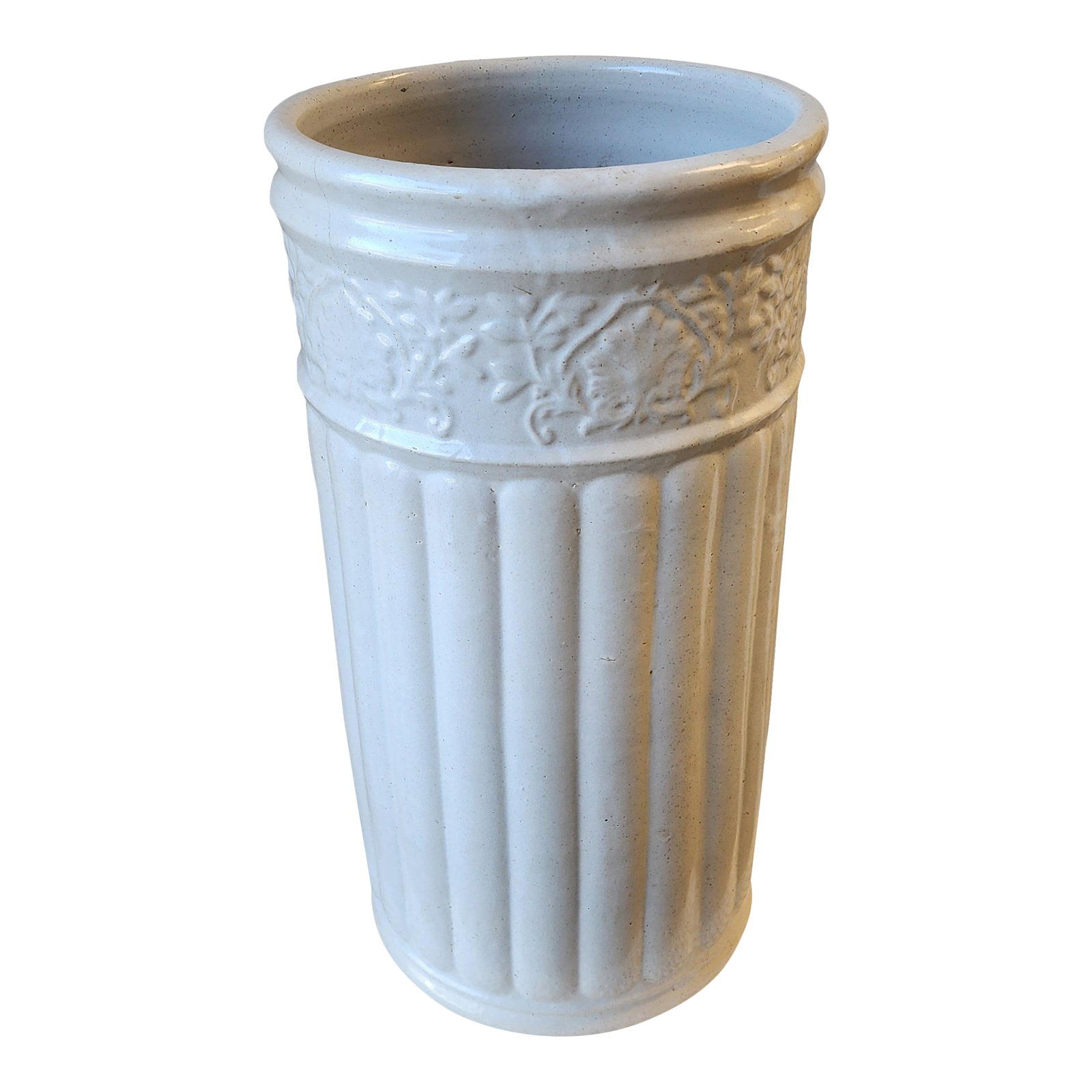 Antique White Umbrella Stand in Glazed Pottery/Earthenware - 2