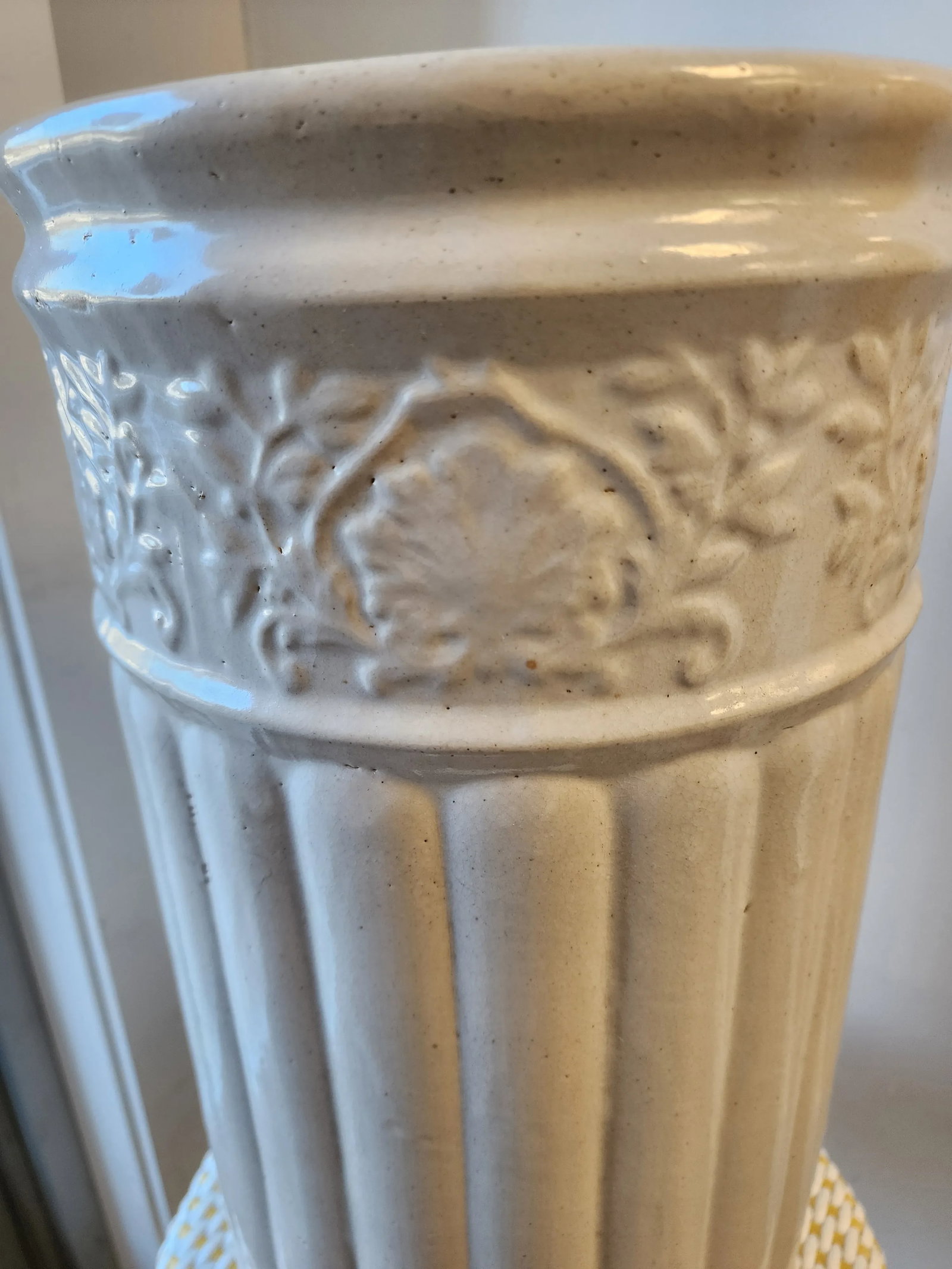Antique White Umbrella Stand in Glazed Pottery/Earthenware - 7