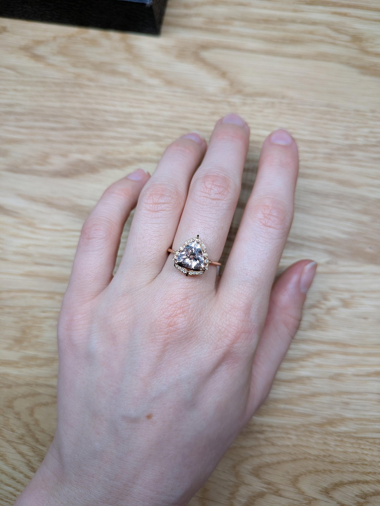 2 Carat Morganite Ring W Earth Mined Diamonds in Solid 14k Gold | Tr 9mm, Size 6.75 - 2