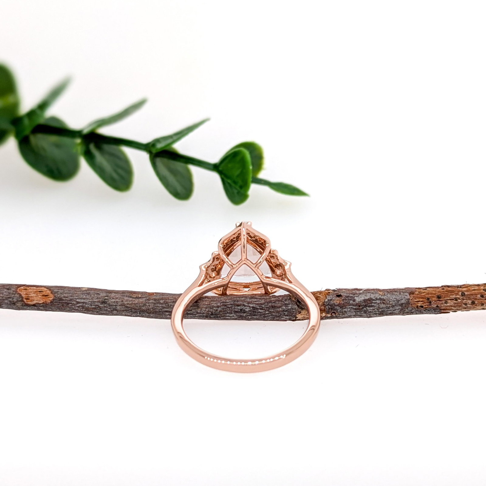 2 Carat Morganite Ring W Earth Mined Diamonds in Solid 14k Gold | Tr 9mm, Size 6.75 - 5