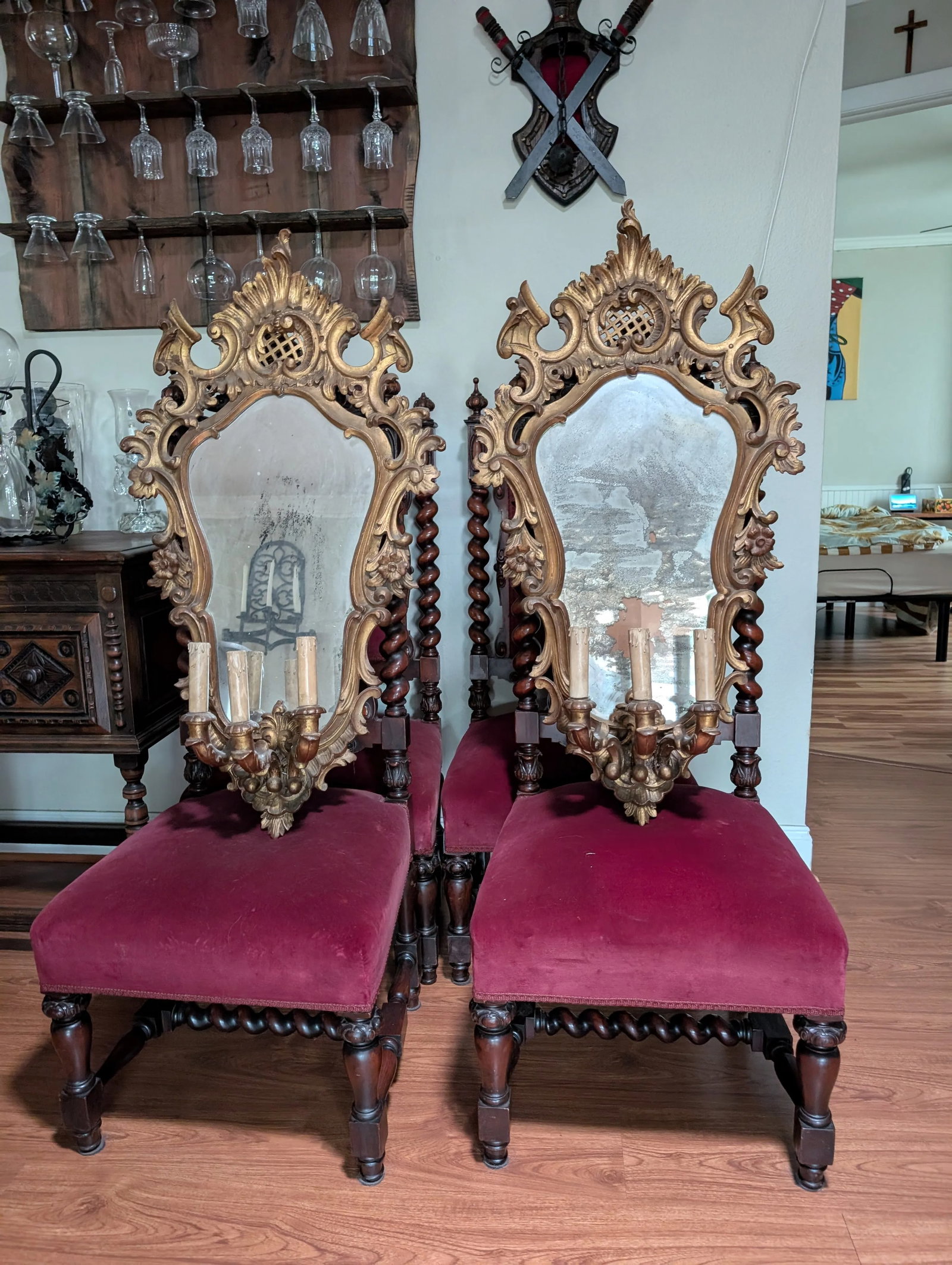 Antique Italian Scones With Mirror - Set of 2 - 2
