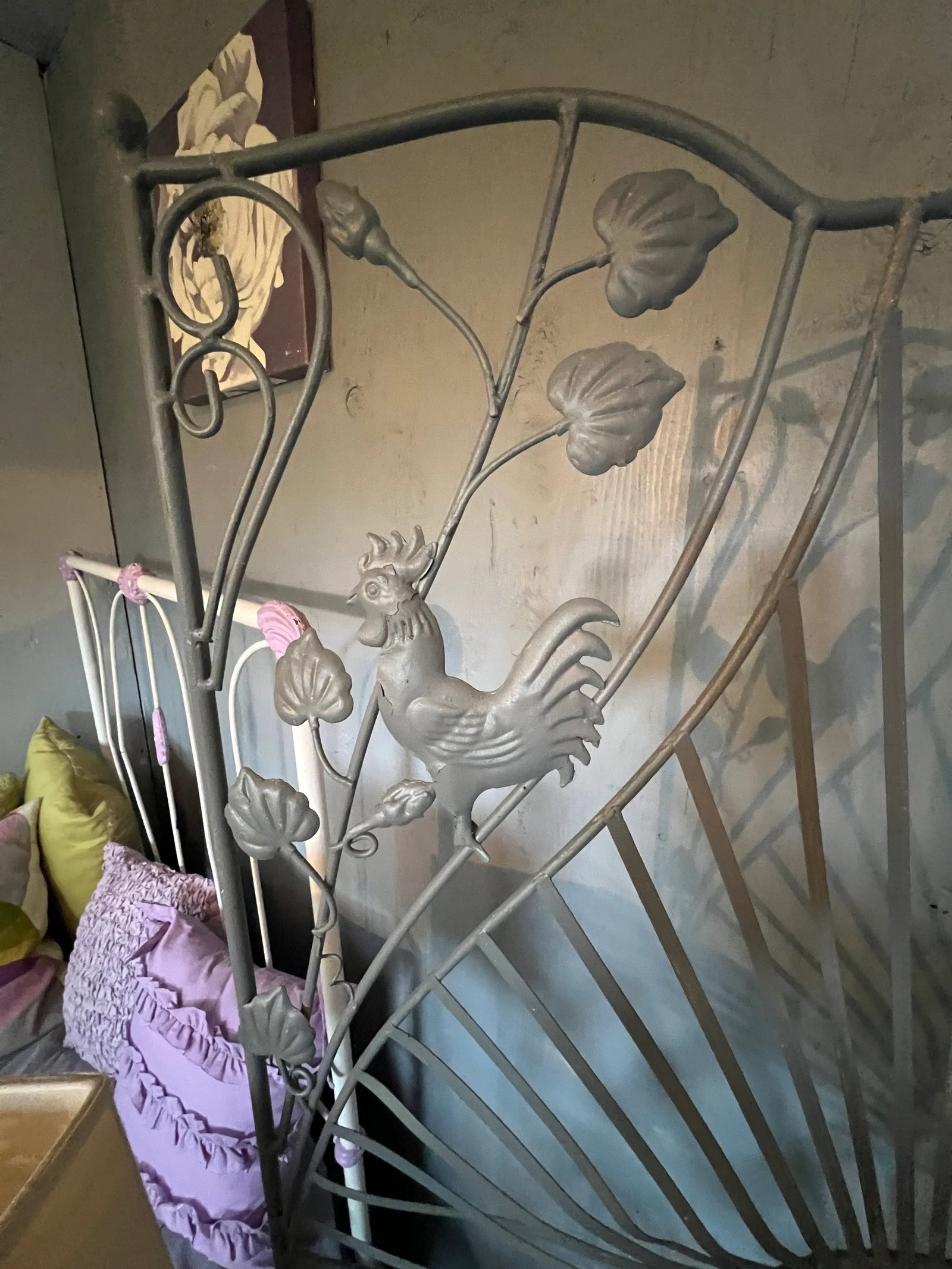 1990s Wrought Iron Rooster Motif Settee, Chairs and Screen, 4 Pieces - 9