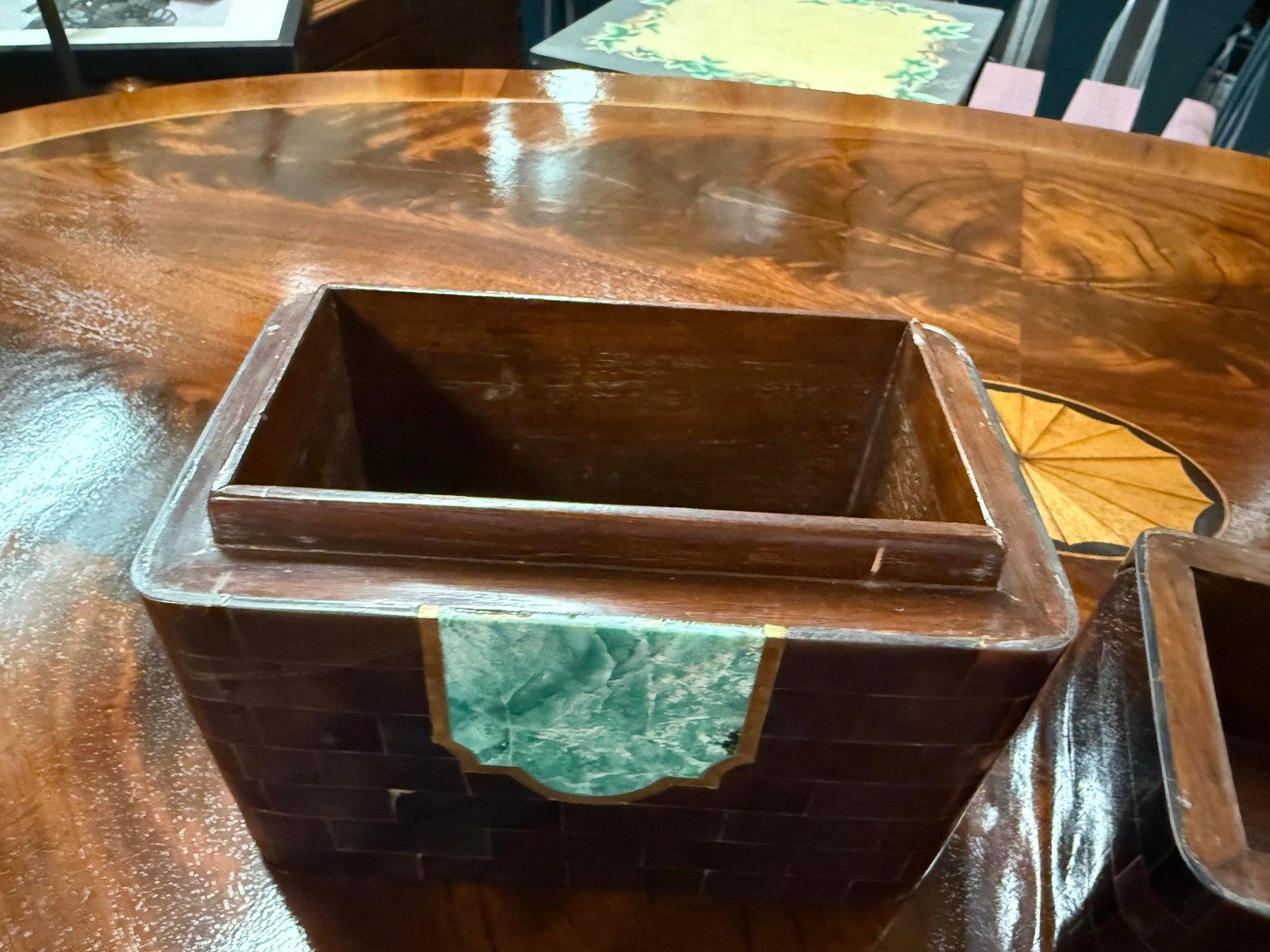 Vintage Maitland - Smith Attributed Tessellated Horn and Stone Box With Brass Trim - 5