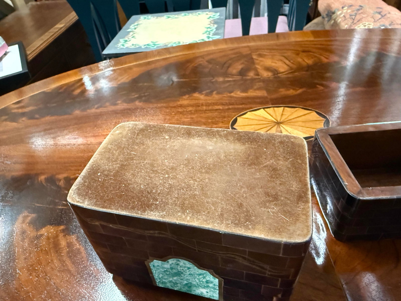 Vintage Maitland - Smith Attributed Tessellated Horn and Stone Box With Brass Trim - 9