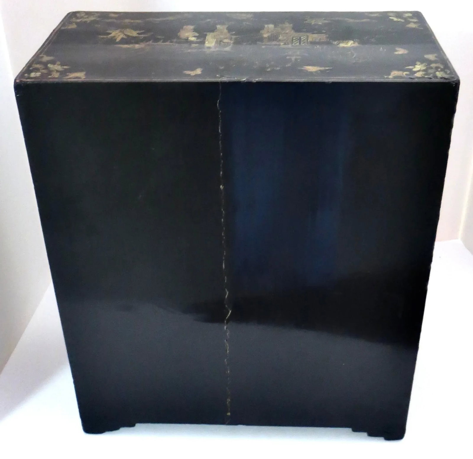 19th Century Chinese Export Table Top Black Lacquer Jewelry/Valuables Cabinet - 5