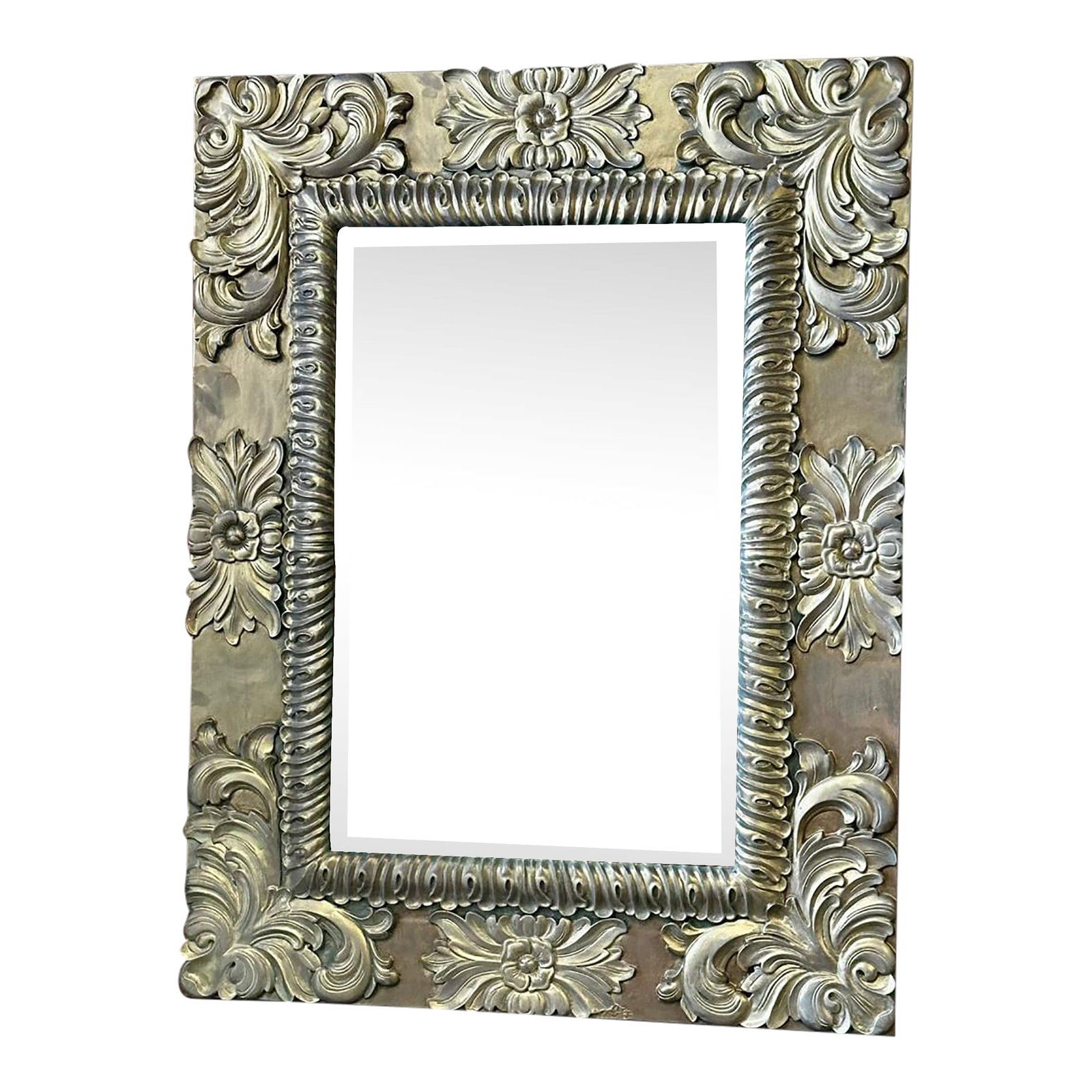 Vintage Harrison and Gil Mirror for Dauphine Mirror Company.: Vintage Harrison and Gil for Dauphine Mirror Company large, beveled custom mirror. Beautiful, ornate carvings. The mirror is truly one of a kind. Condition: Alterations: Unknown Imperfections: Some
