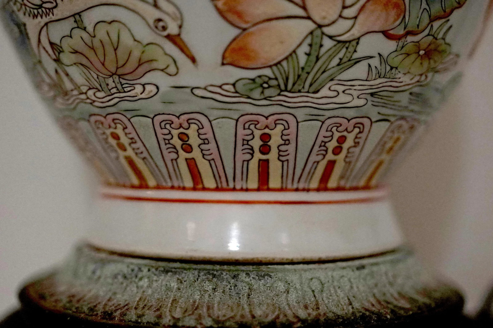 19th Century Famille Verte Vase Lamp Conversion on White Ground Large, Unusual - 8
