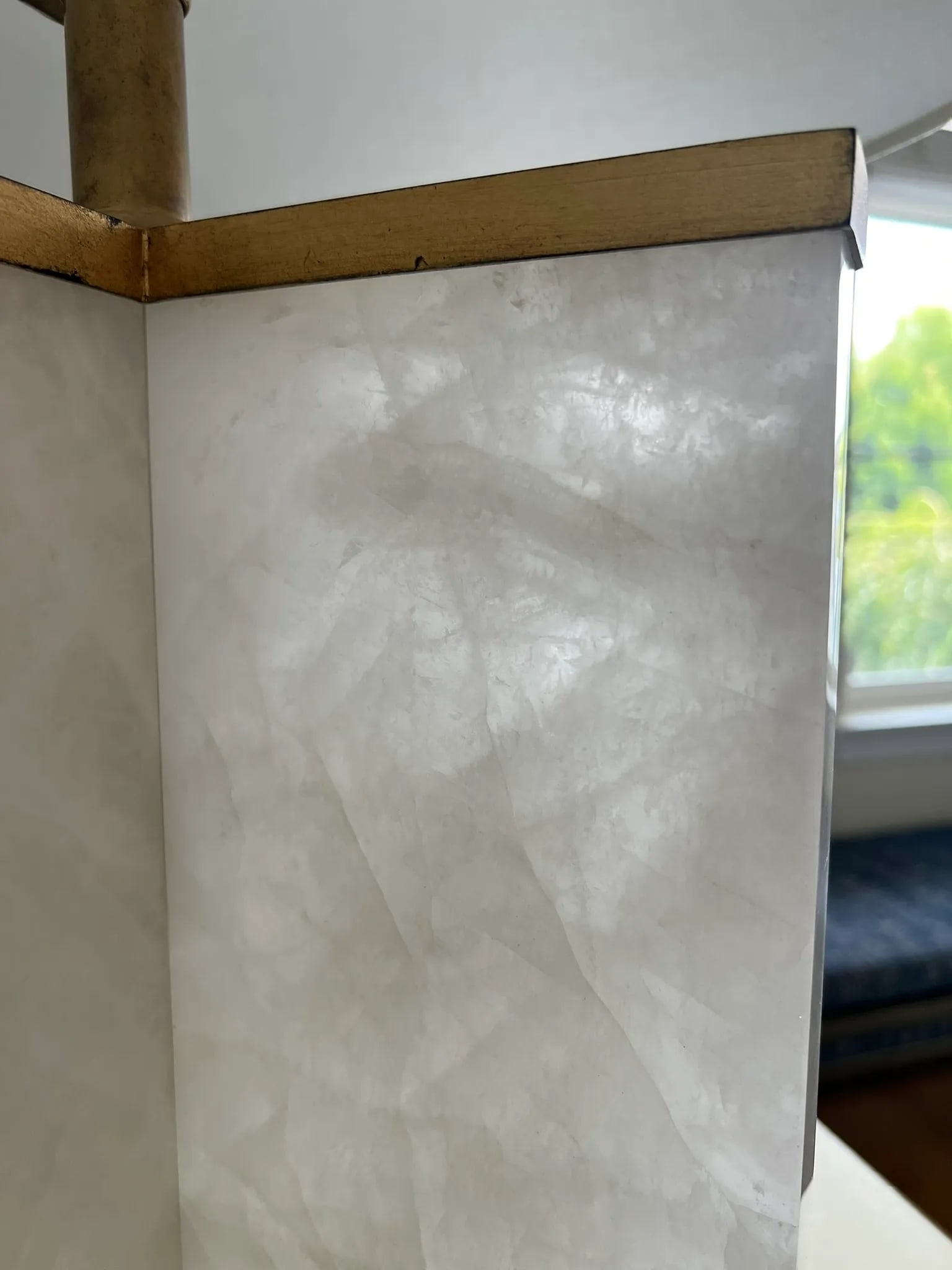 Visual Comfort Cameron Table Lamp Natural Quartz, Gilded Iron, White Linen Shade - 7