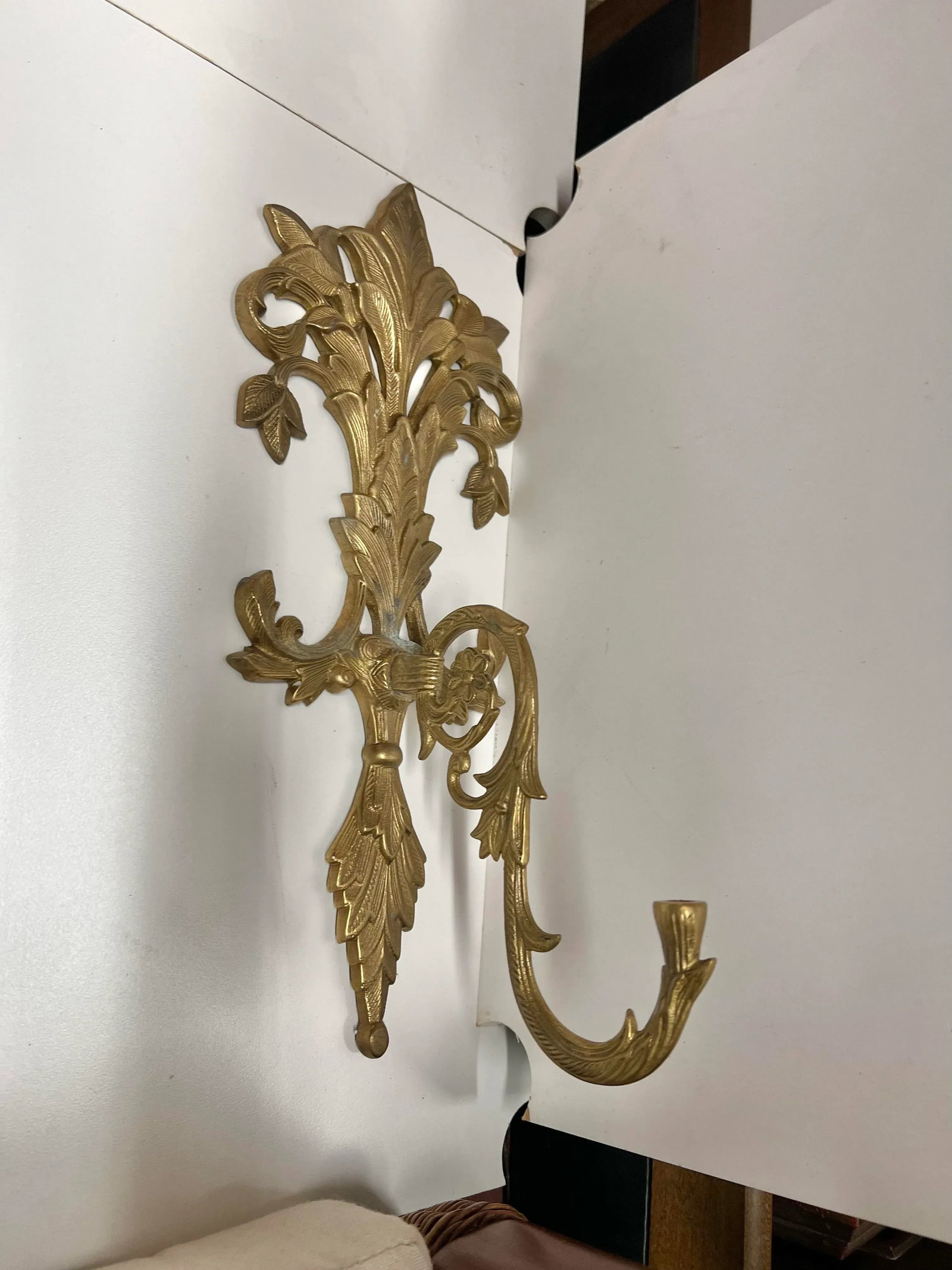 Vintage Mid Century Decorative Brass Sconces Pair of 2 - 3