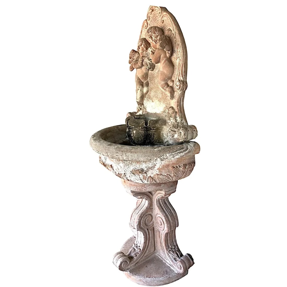Classic Fiore Stone Cherub Wall Fountain With Integrated Pump - A Timeless Garden Accent - 3