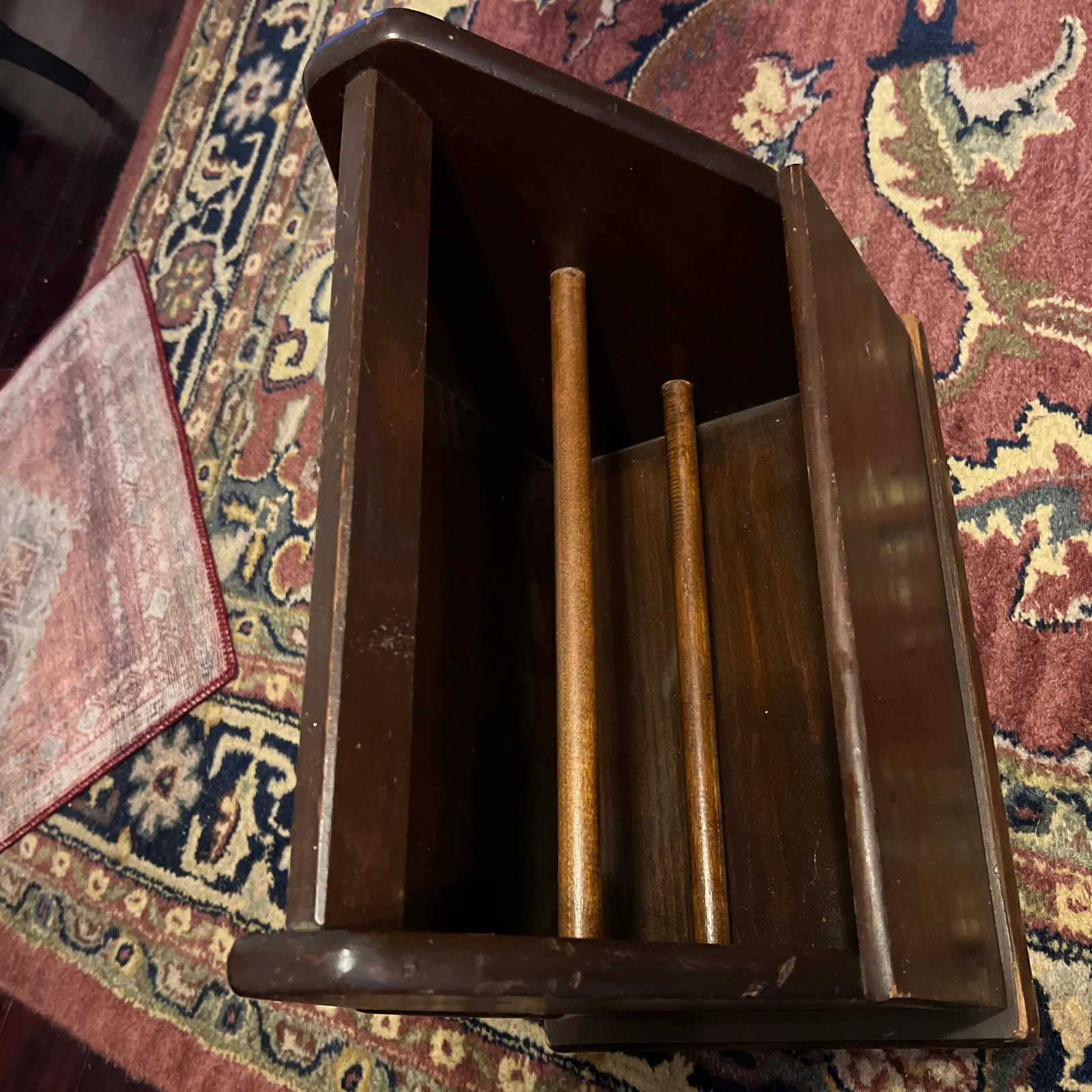 Vintage Wooden Tool, Utility, Craft Box, Farmhouse Storage With Casters - 7