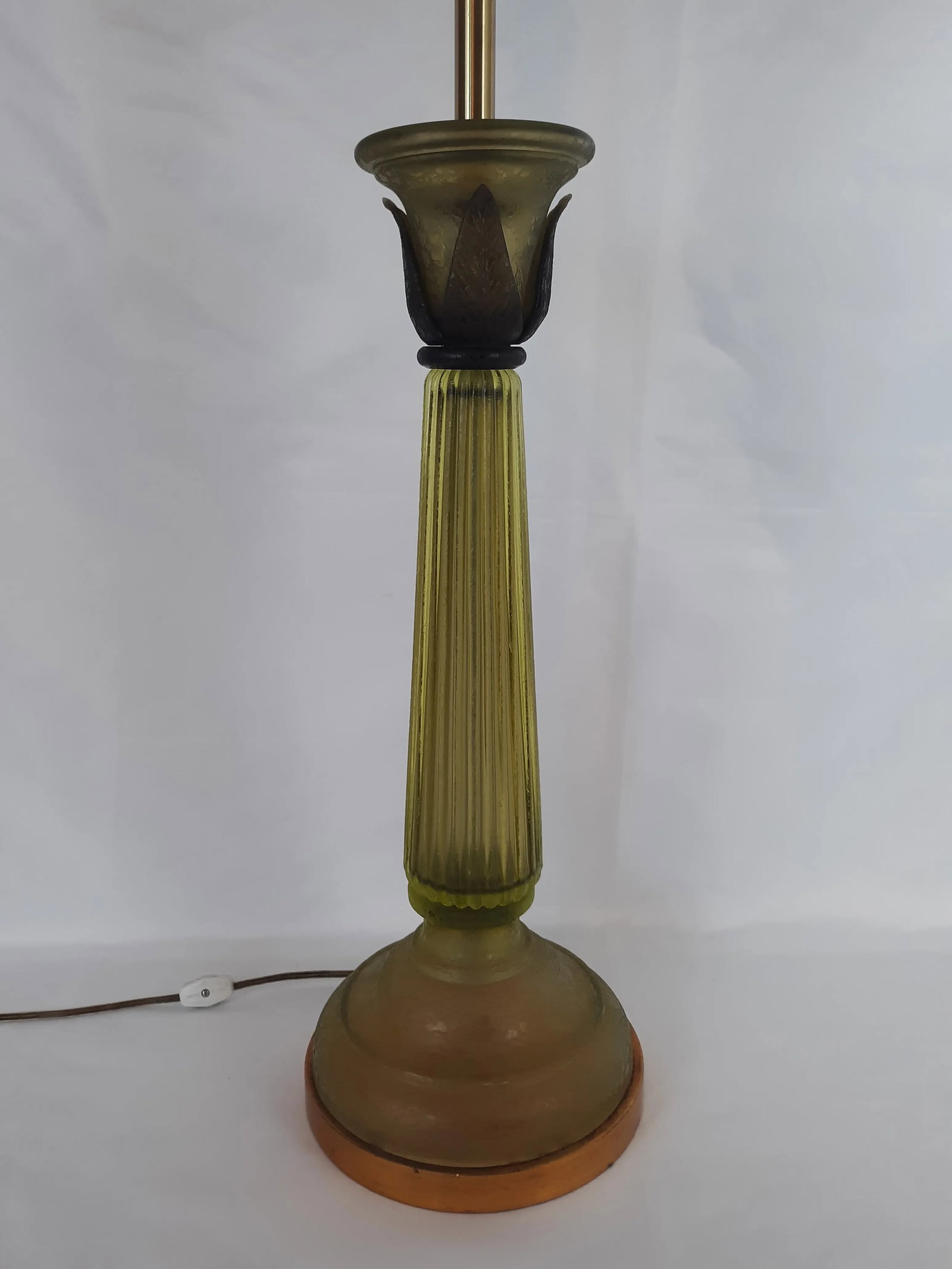 Vintage Mid-Century Modern Seguso for Marbro Corroso Style Celery Glass Table Lamp - 10