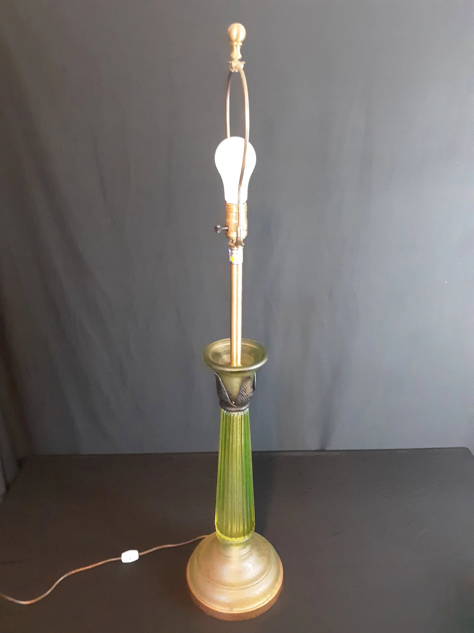Vintage Mid-Century Modern Seguso for Marbro Corroso Style Celery Glass Table Lamp - 3