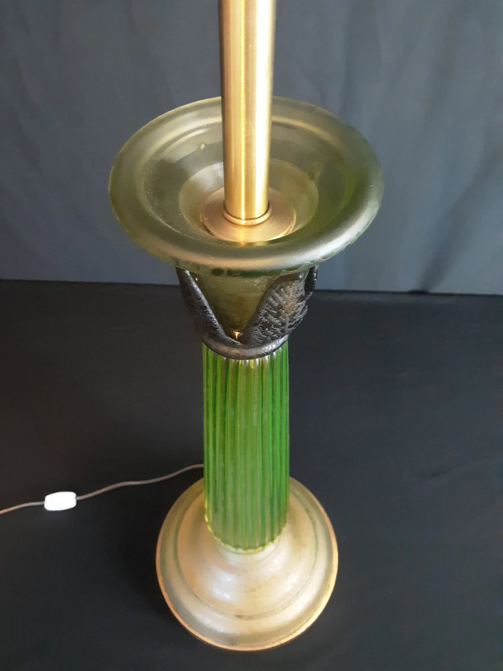Vintage Mid-Century Modern Seguso for Marbro Corroso Style Celery Glass Table Lamp - 5