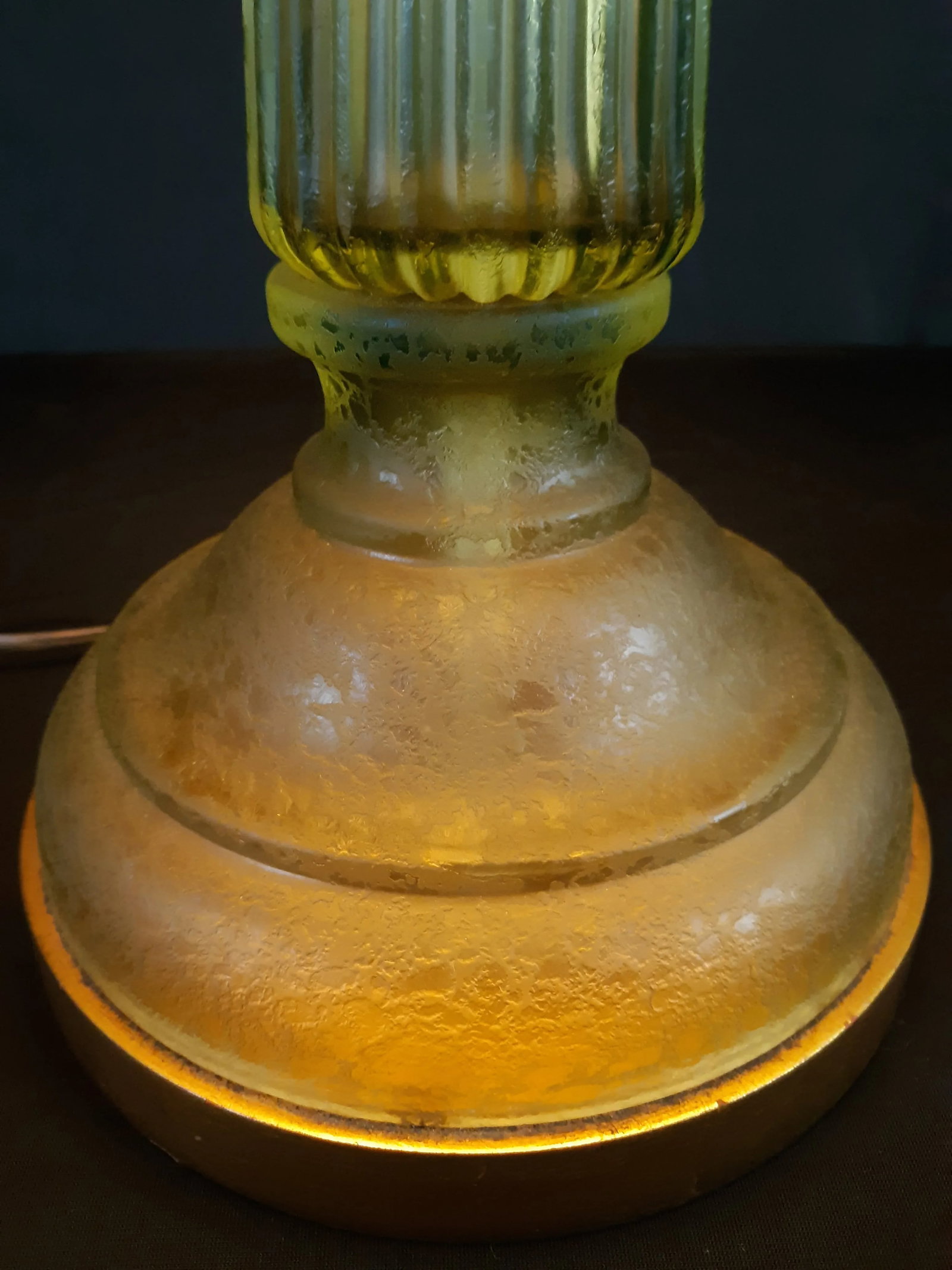 Vintage Mid-Century Modern Seguso for Marbro Corroso Style Celery Glass Table Lamp - 6