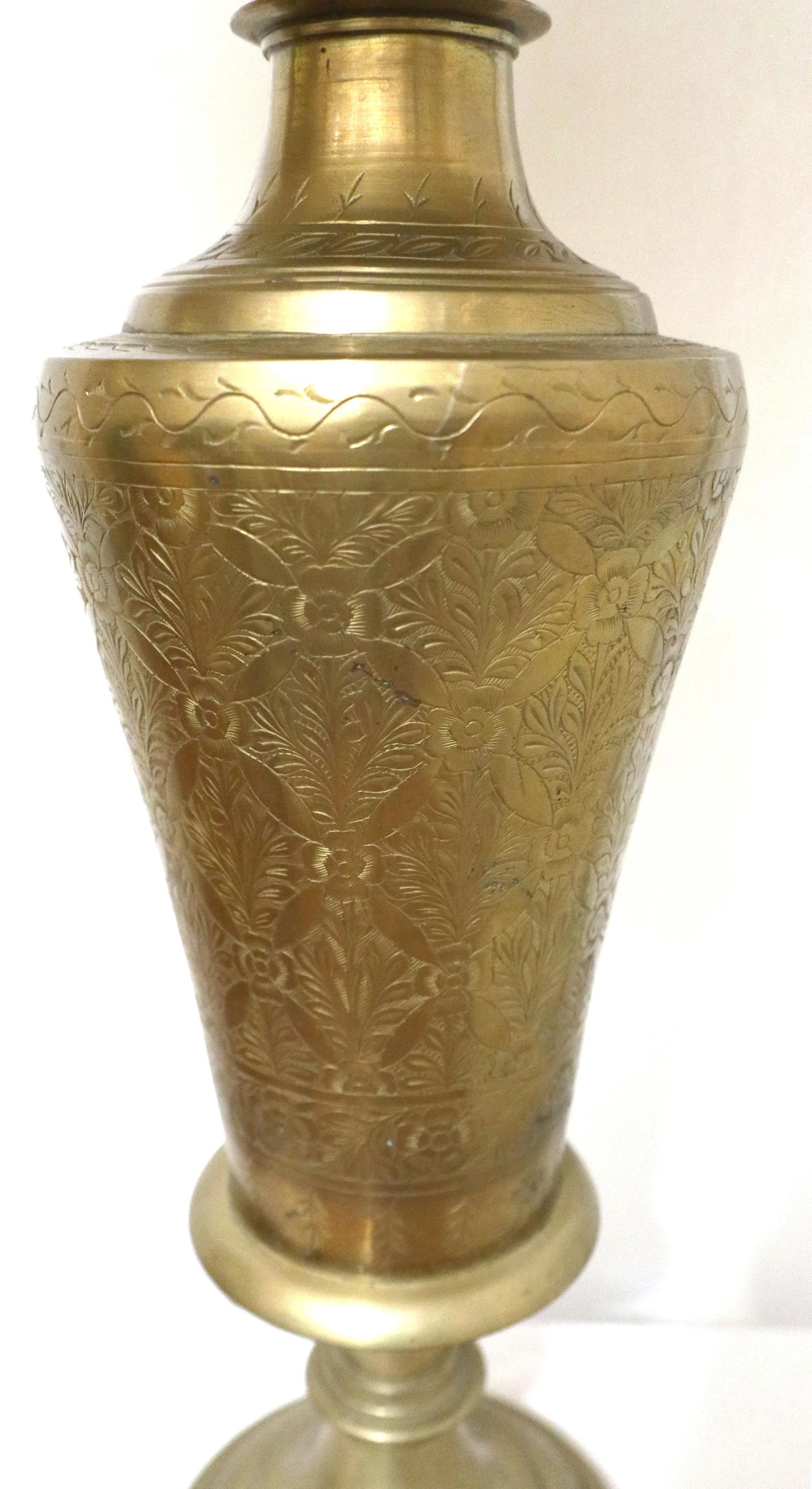 1920s Brass Etched Table Lamp With Fluted Shade - 6