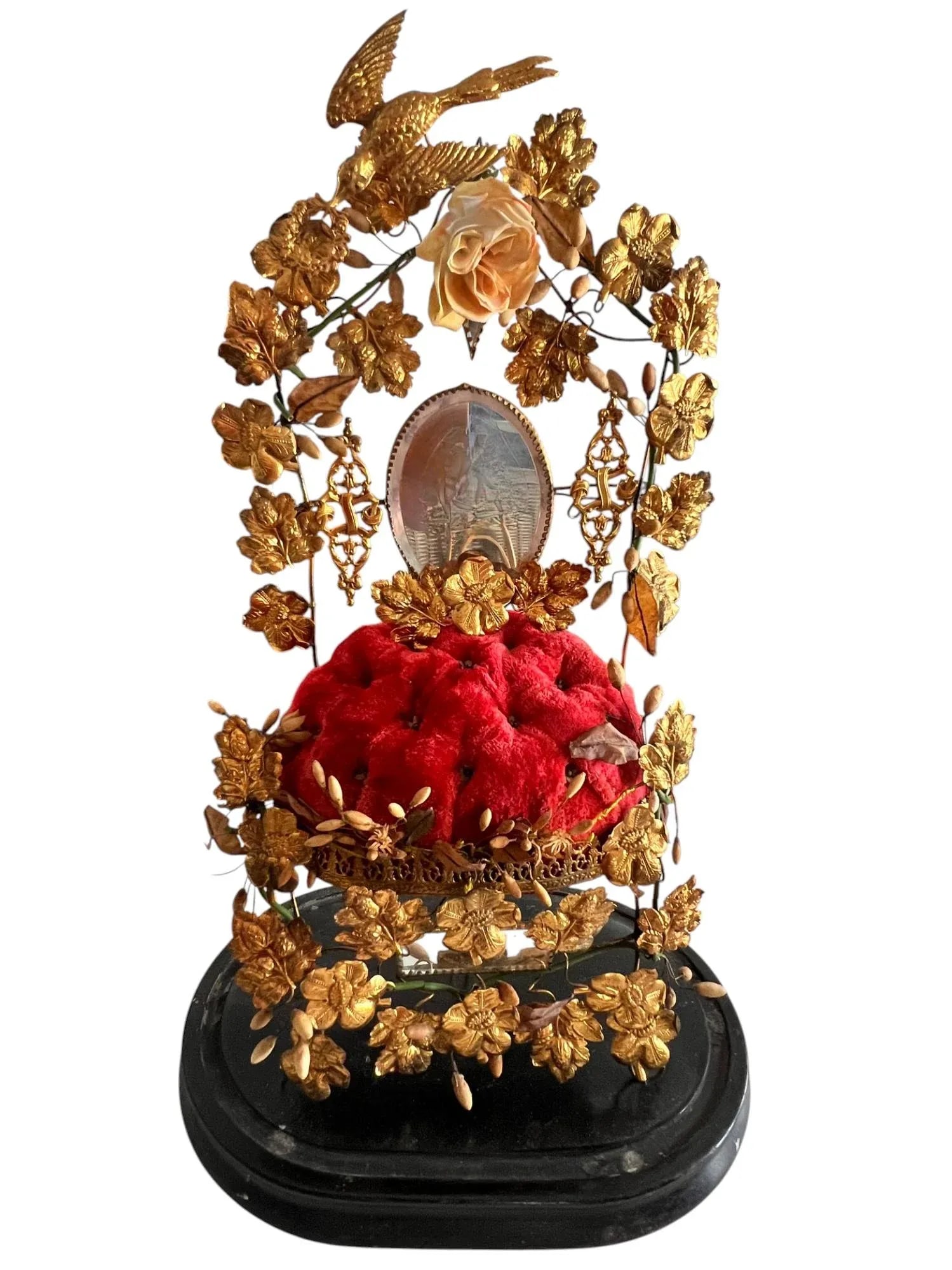 19th-C.French Victorian Bridal Wedding Glass Cloche - 12