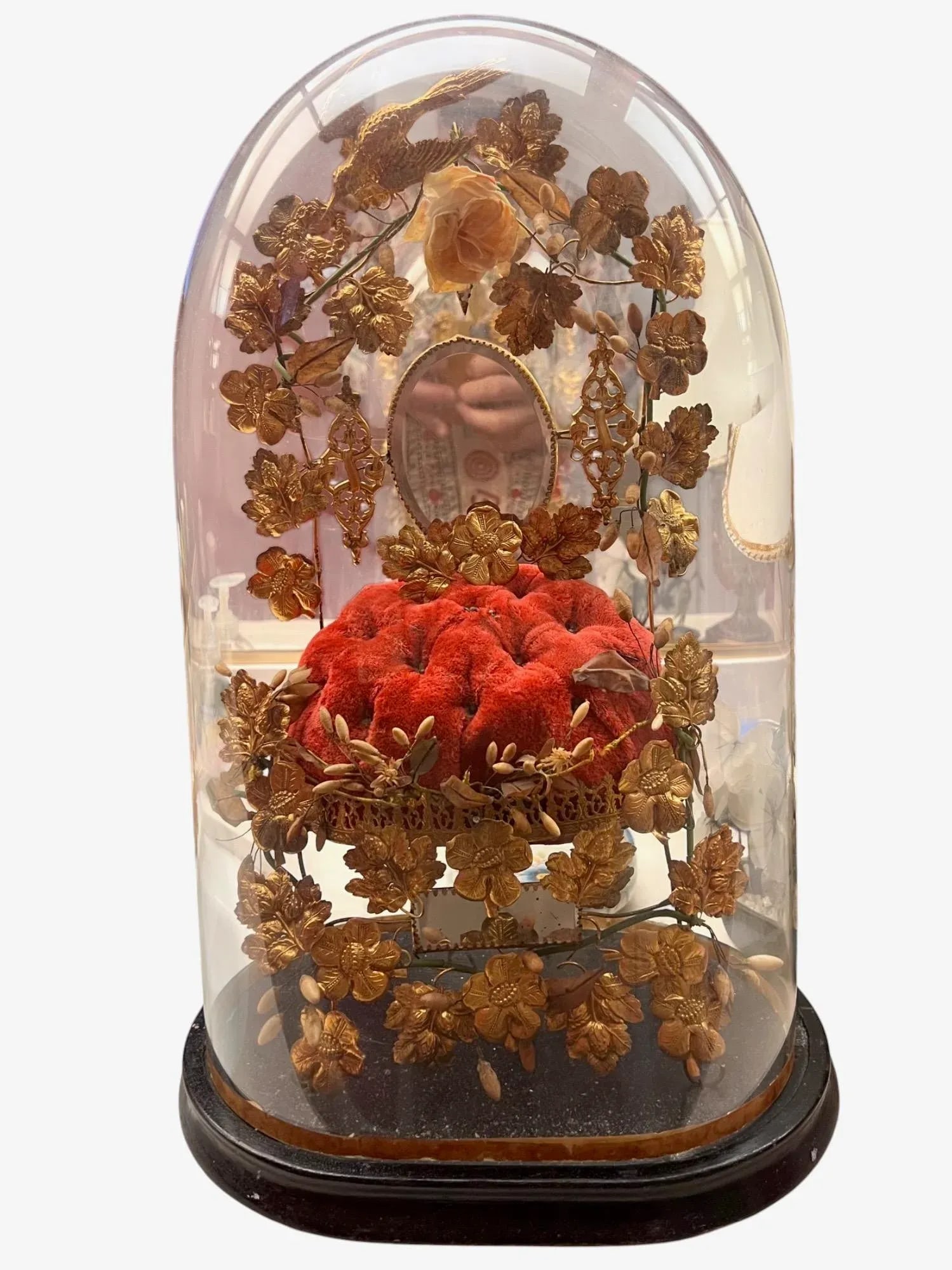 19th-C.French Victorian Bridal Wedding Glass Cloche - 13