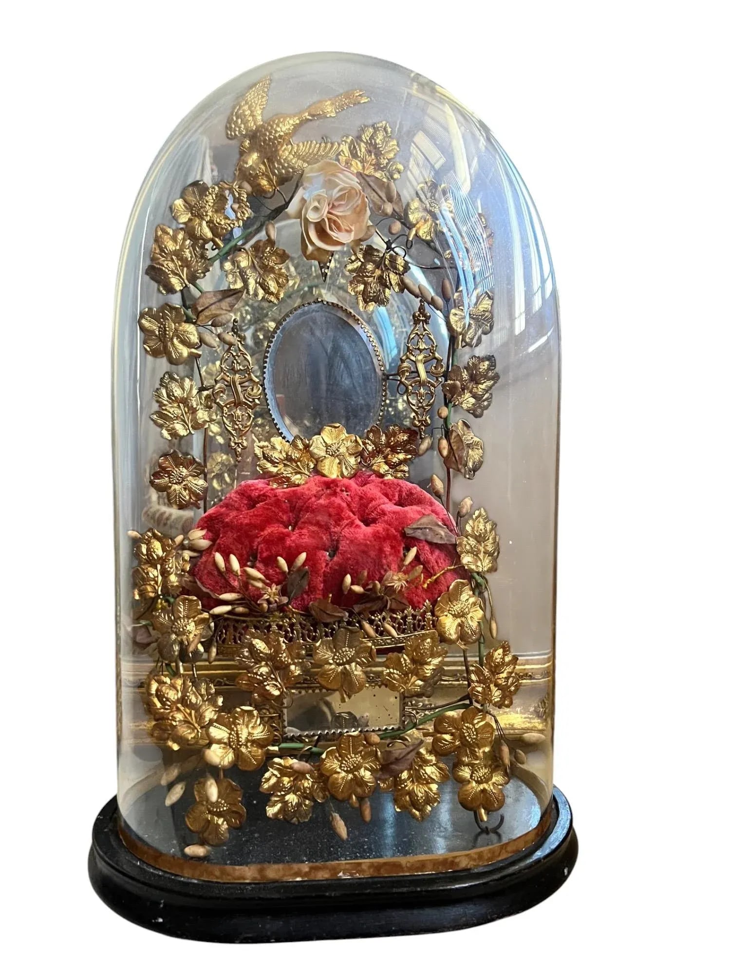 19th-C.French Victorian Bridal Wedding Glass Cloche - 14