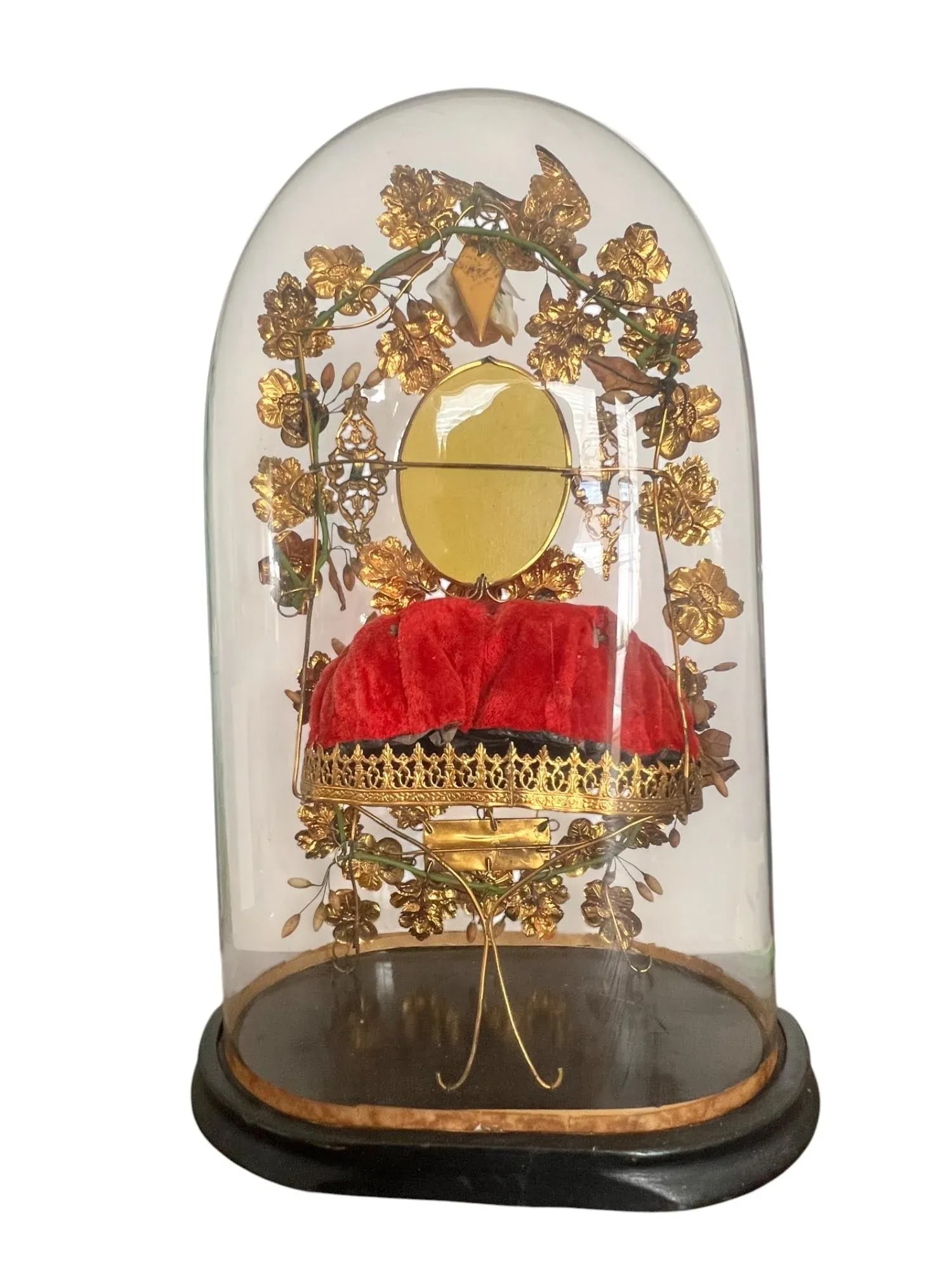 19th-C.French Victorian Bridal Wedding Glass Cloche - 2