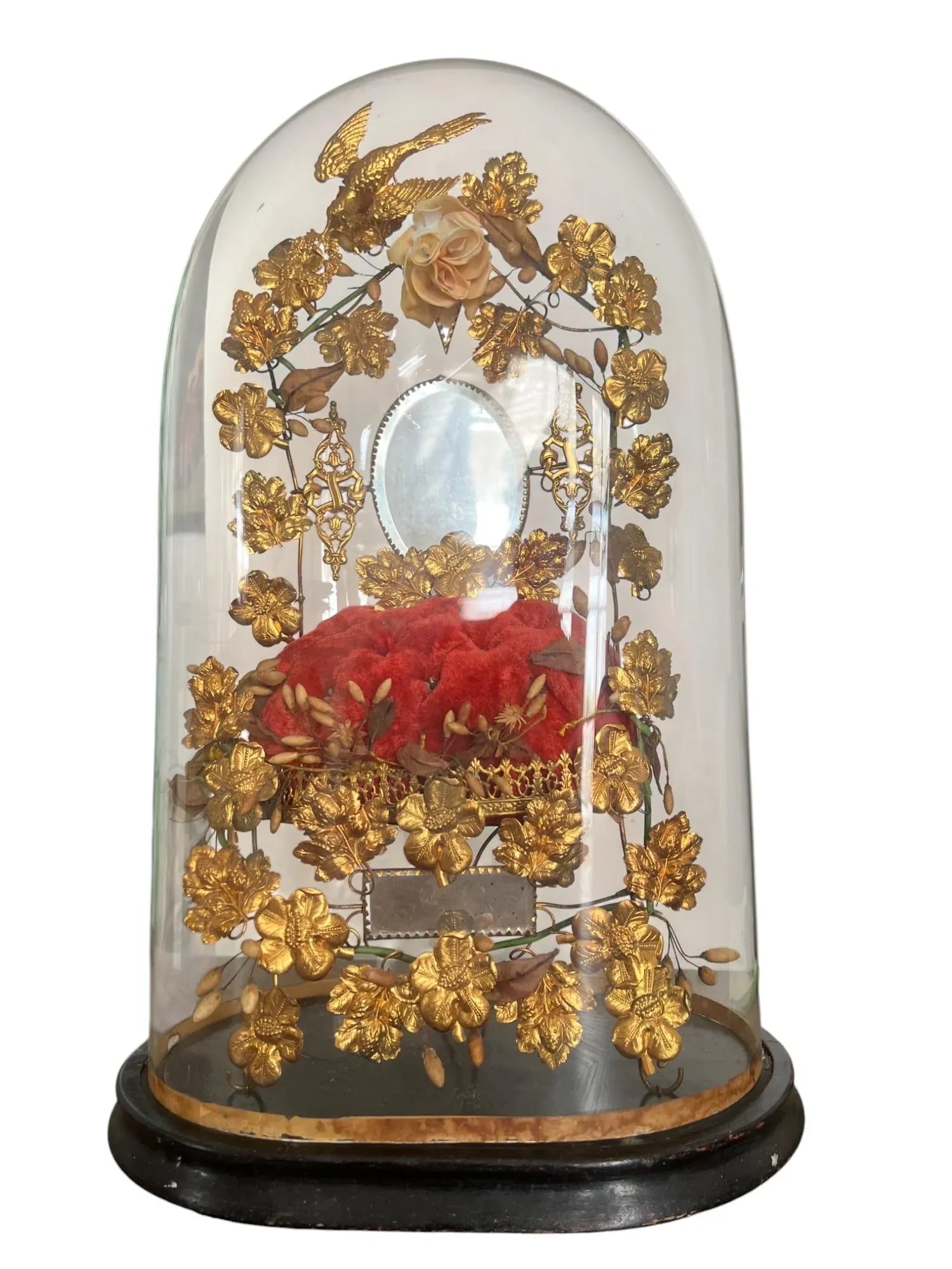 19th-C.French Victorian Bridal Wedding Glass Cloche - 3