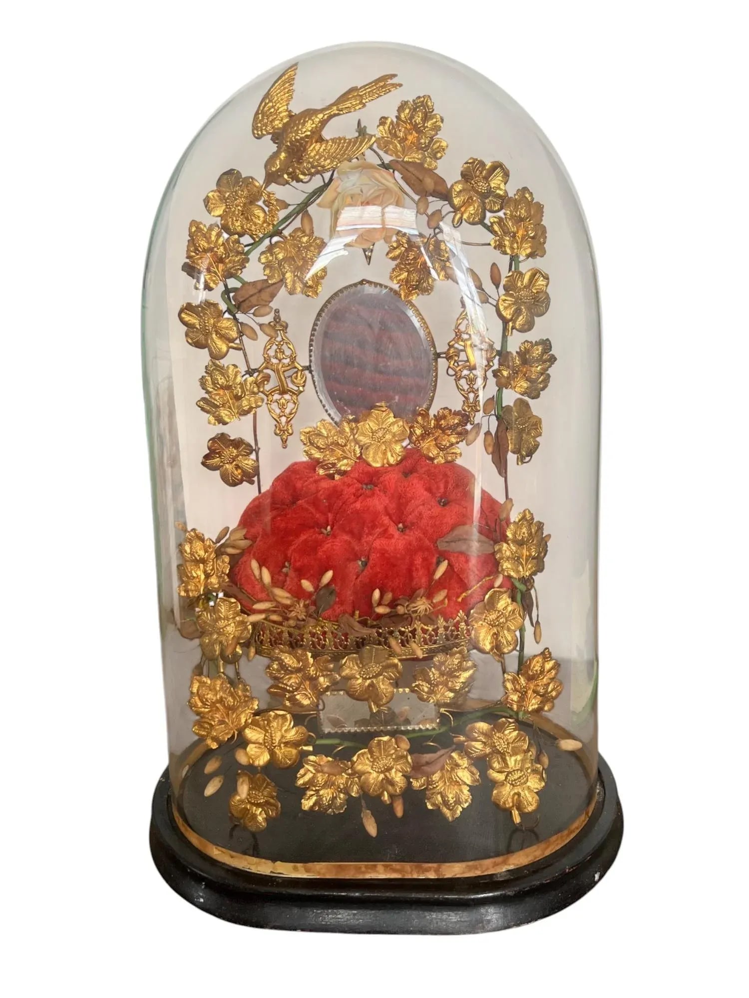 19th-C.French Victorian Bridal Wedding Glass Cloche - 6