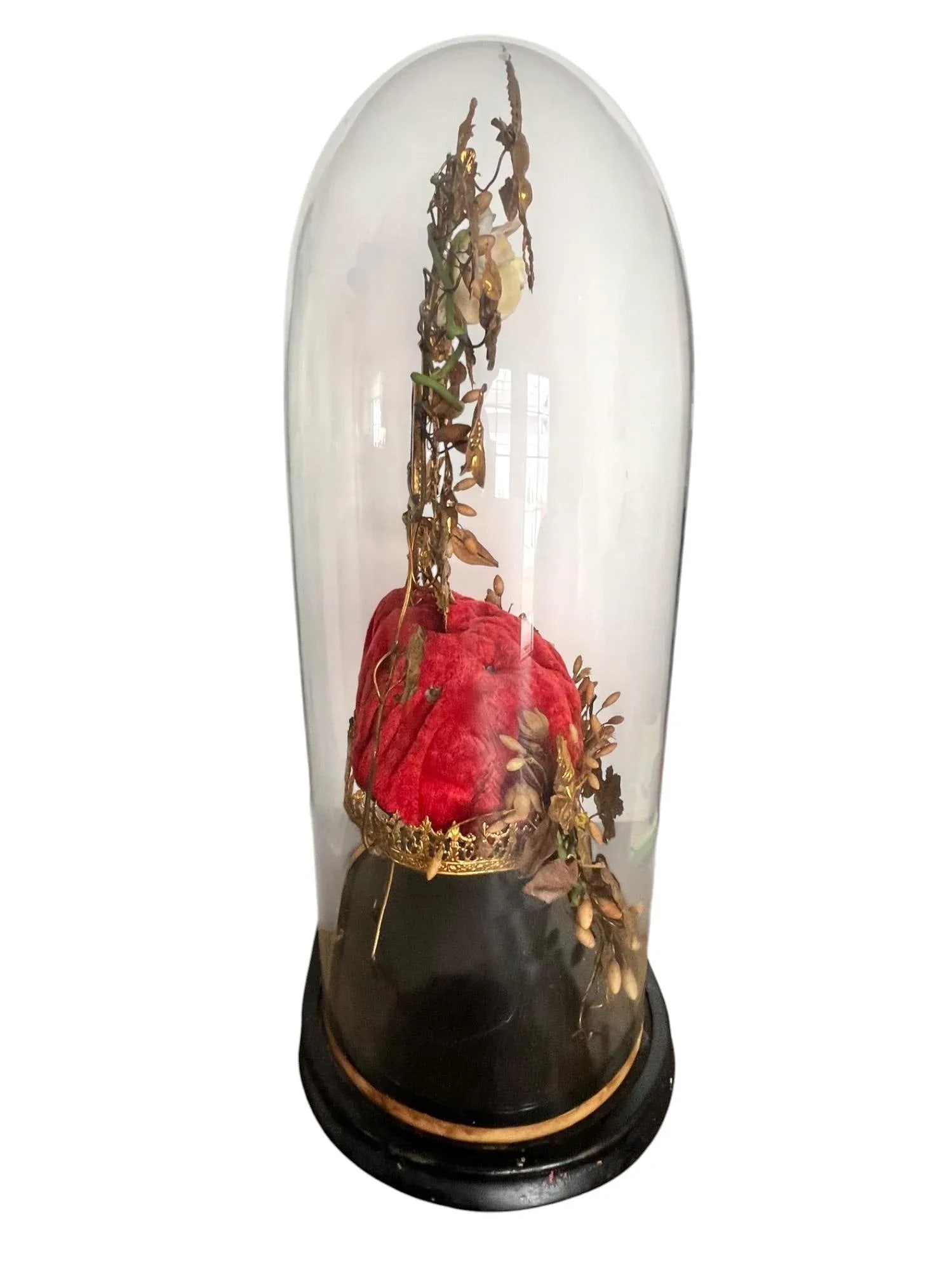 19th-C.French Victorian Bridal Wedding Glass Cloche - 7