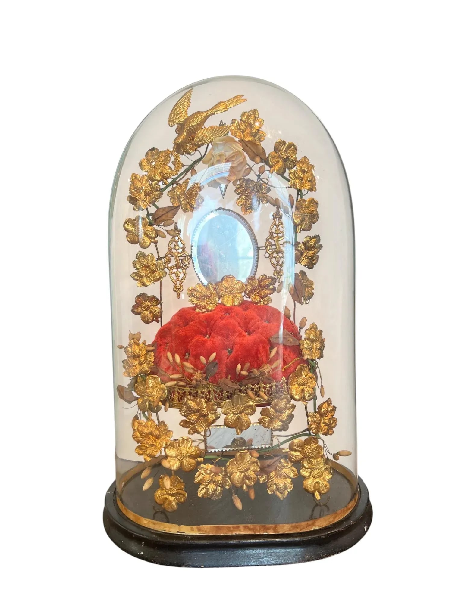 19th-C.French Victorian Bridal Wedding Glass Cloche - 8