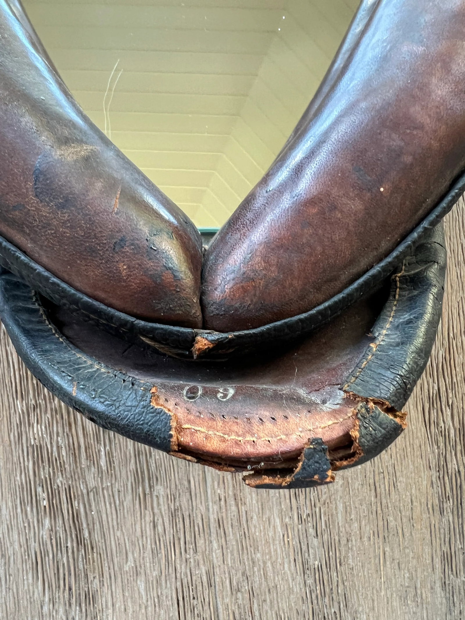 Antique Leather Horse Collar/ Oxen Yoke Mirror - 8