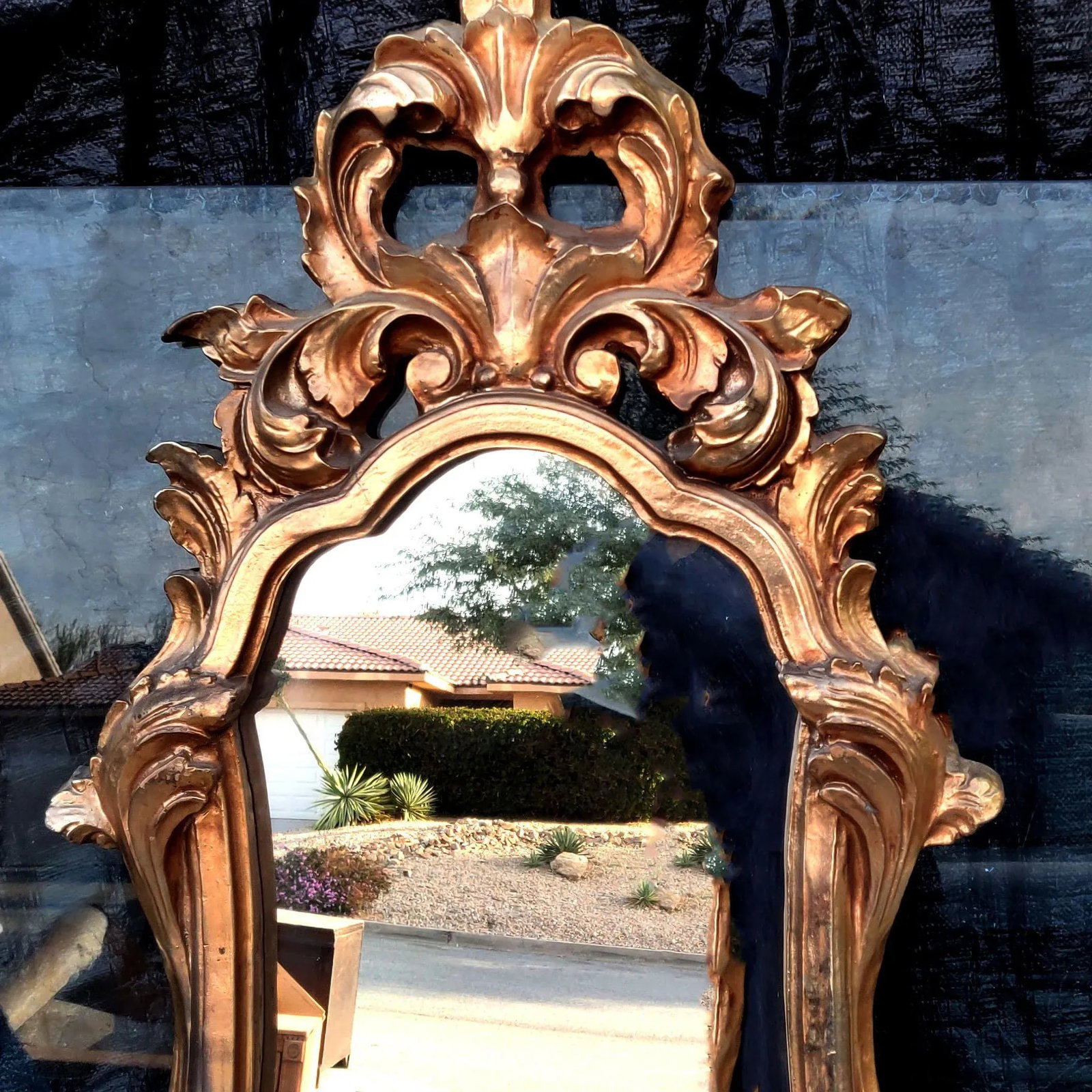 1990s Hollywood Regency Ornate Italian Grand Tour Style Giltwood Mirror - 3
