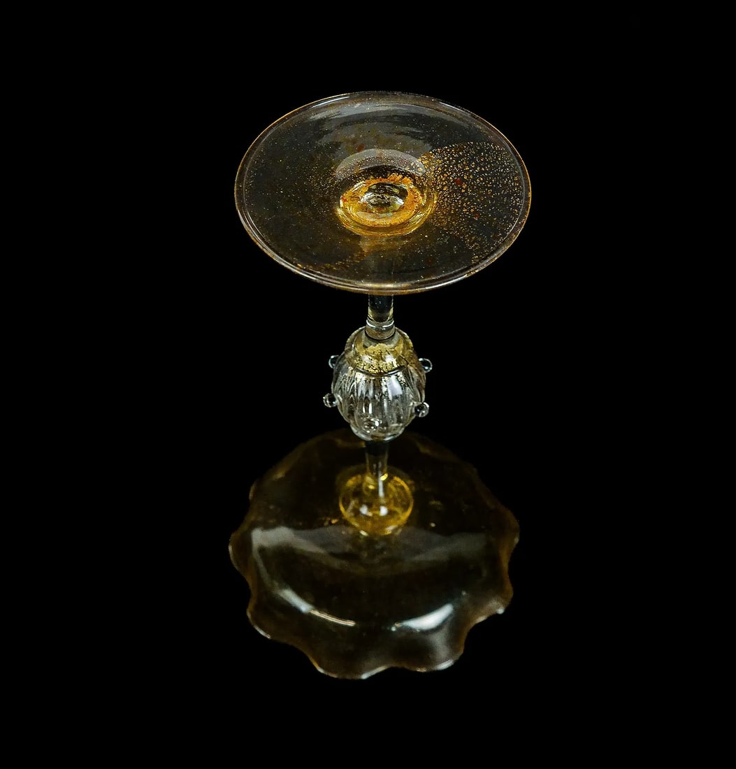 Pair of 1930s Venetian Art Glass Colorless and Gold Flecked "Aventurine" - 6
