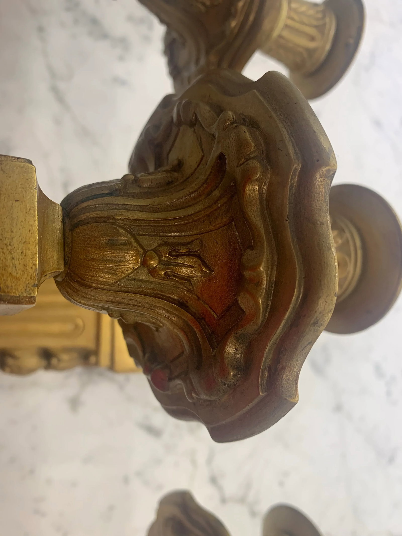 A Pair of Early 20th Century Bronze Candle Holder Wall Sconces - 4
