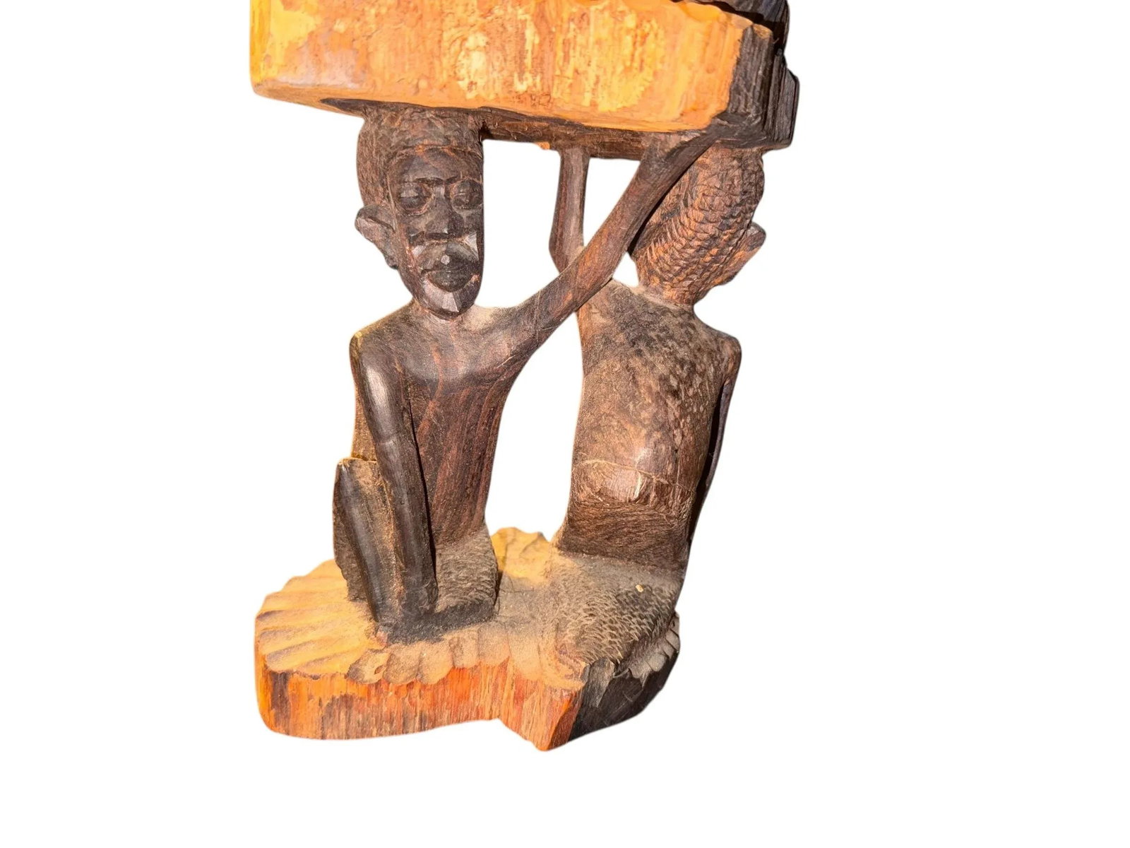 Mid 20th Century Hand-Carved 3-Tiered Yoruba Tribal Sculpture - Nigeria, West Africa Folk Art - 3
