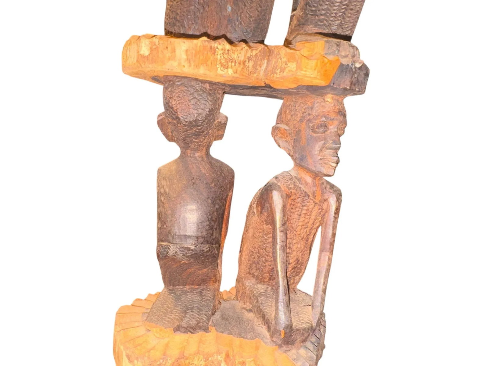 Mid 20th Century Hand-Carved 3-Tiered Yoruba Tribal Sculpture - Nigeria, West Africa Folk Art - 5
