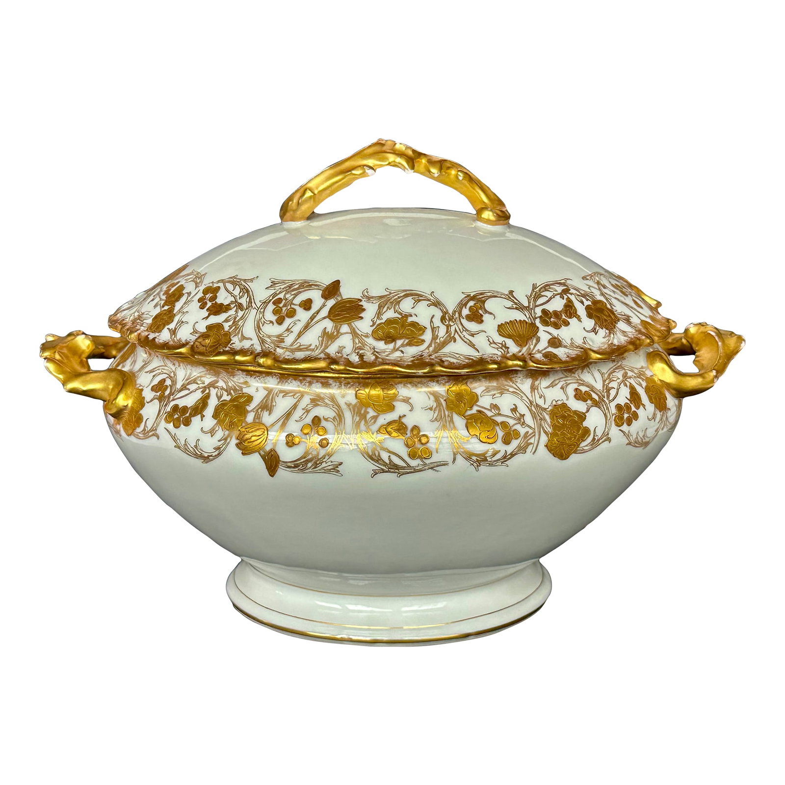 Ovington Brother T & v Tressemann & Vogt Limoges Porcelain Soup Tureen With Hand Painted 22kt Gold F (1 of 12)