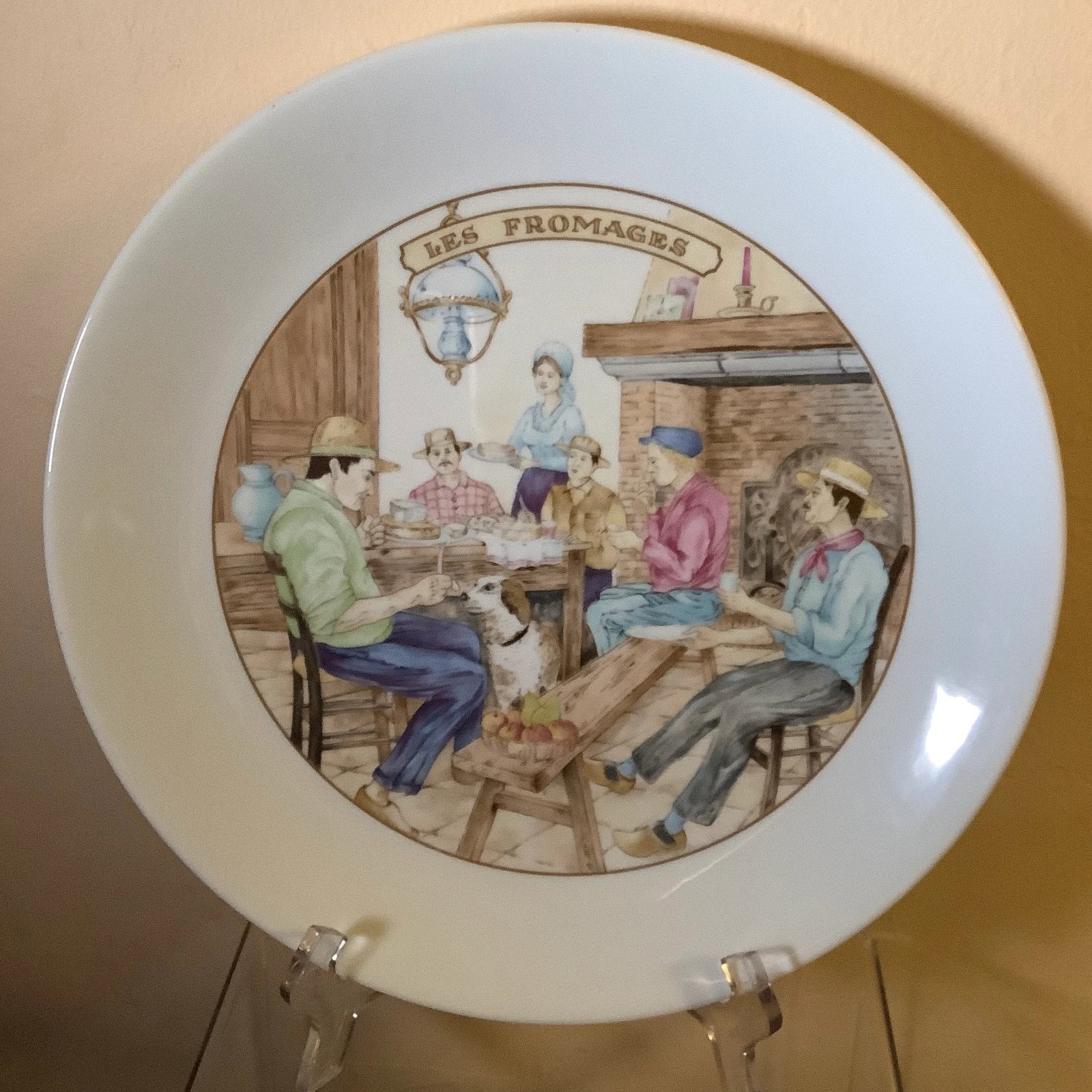 French Limoges Apilco Village Scenes Cheese Plate \ Dessert Set - 7 Piece Set - 4