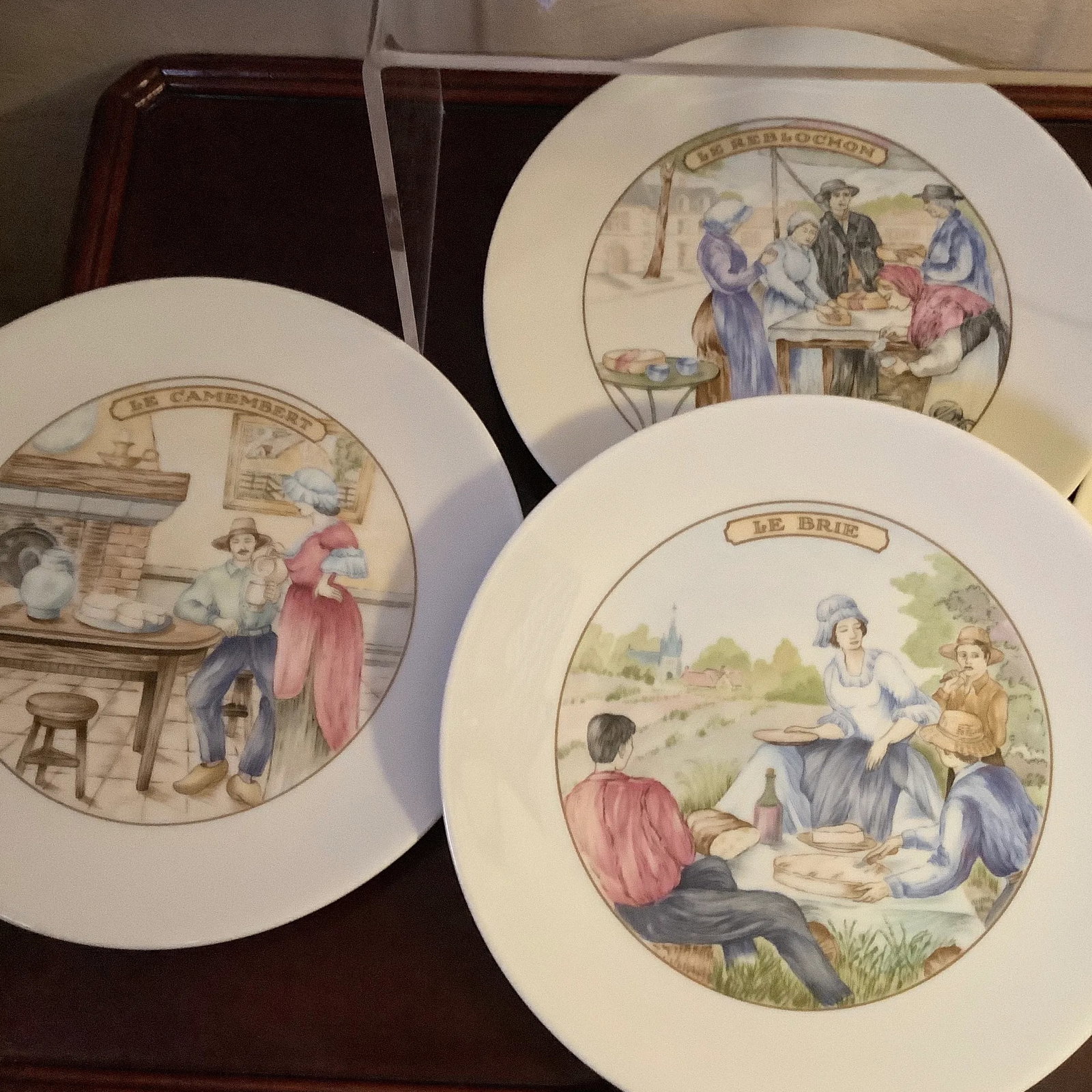 French Limoges Apilco Village Scenes Cheese Plate \ Dessert Set - 7 Piece Set - 5