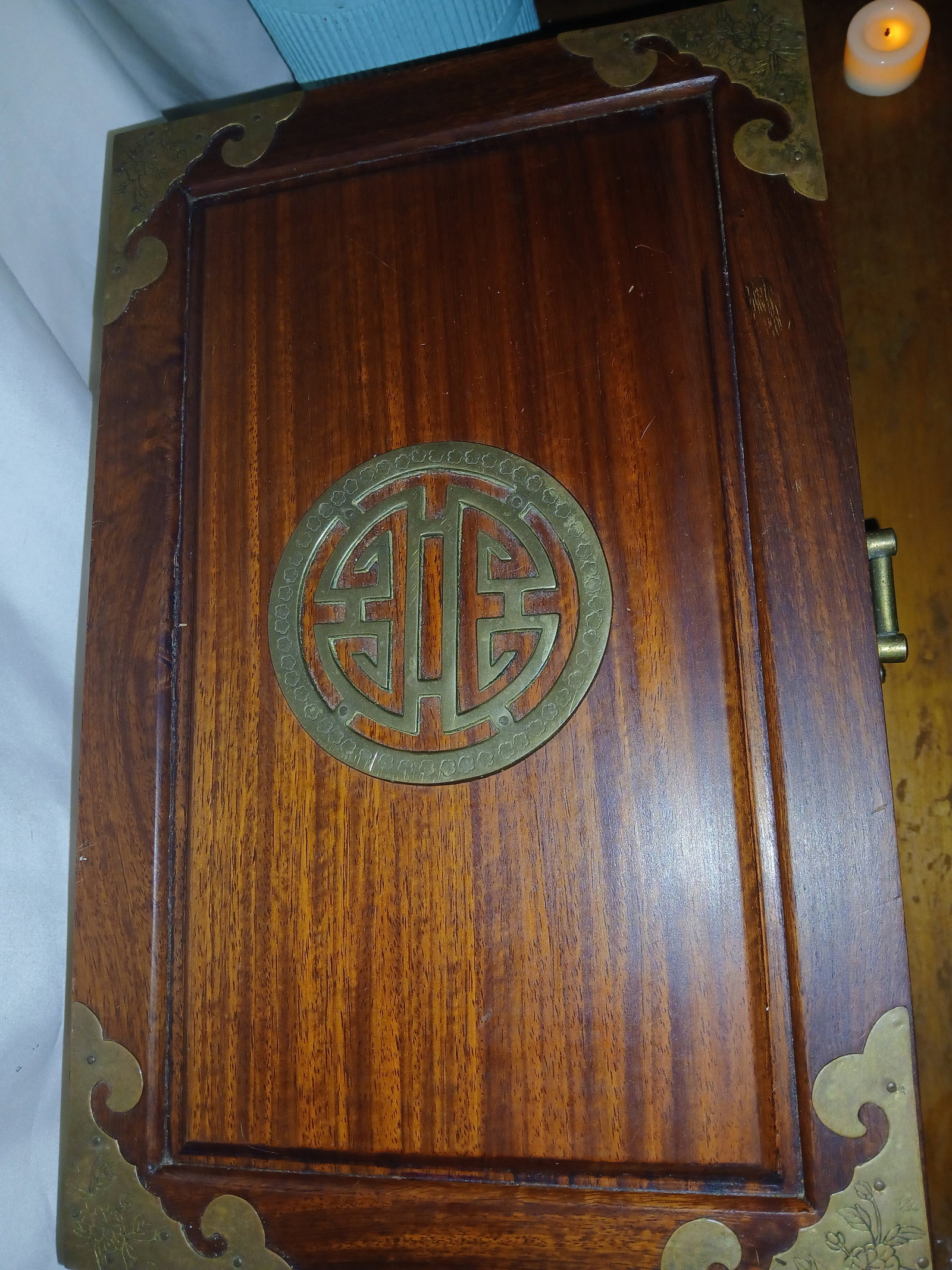 1970s Vintage Rosewood Chinoiserie Brass Accented Jewelry Box Chest - 10