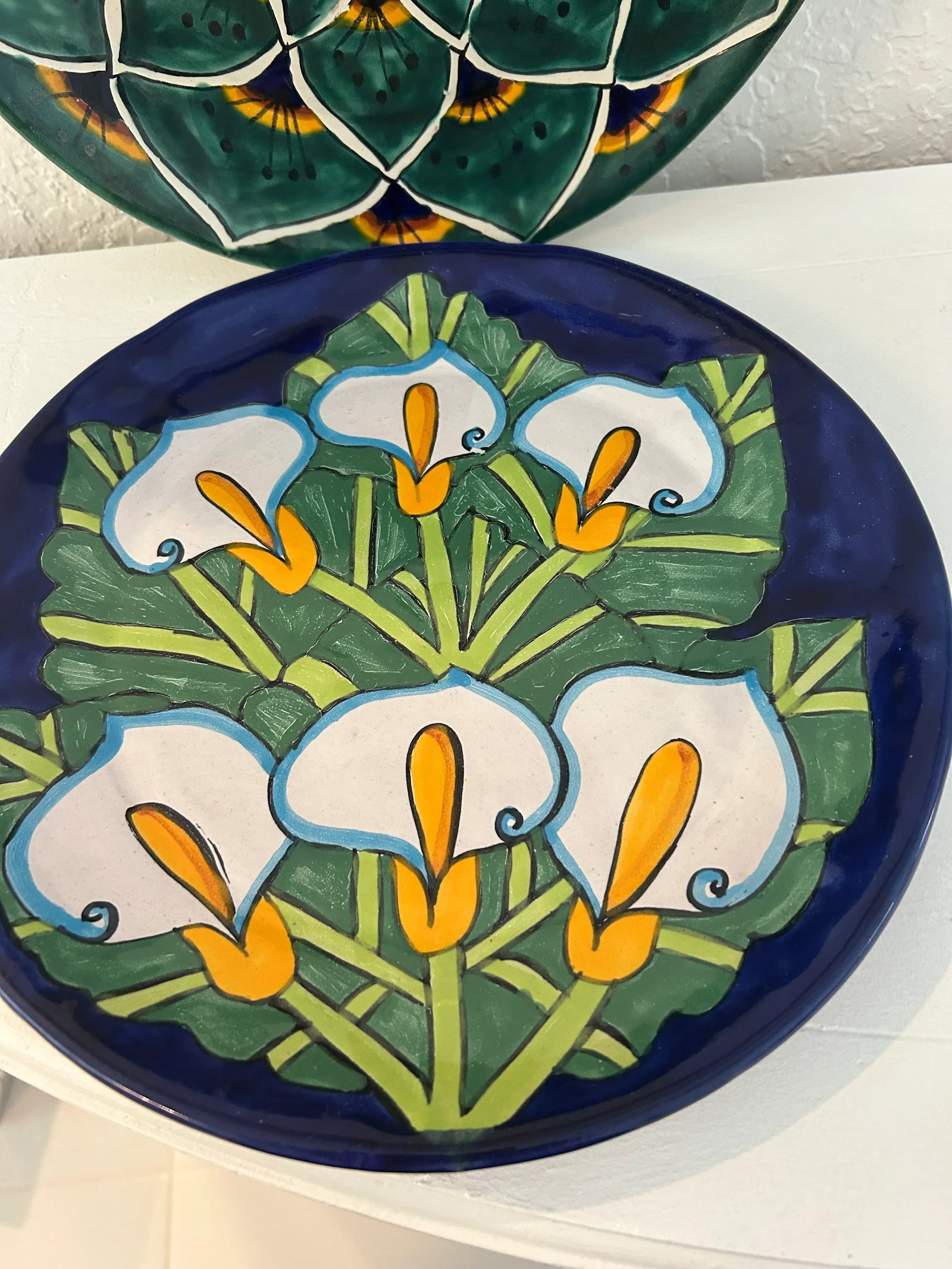 Vintage Mexican Talavera Wall Chargers, a Pair - 3