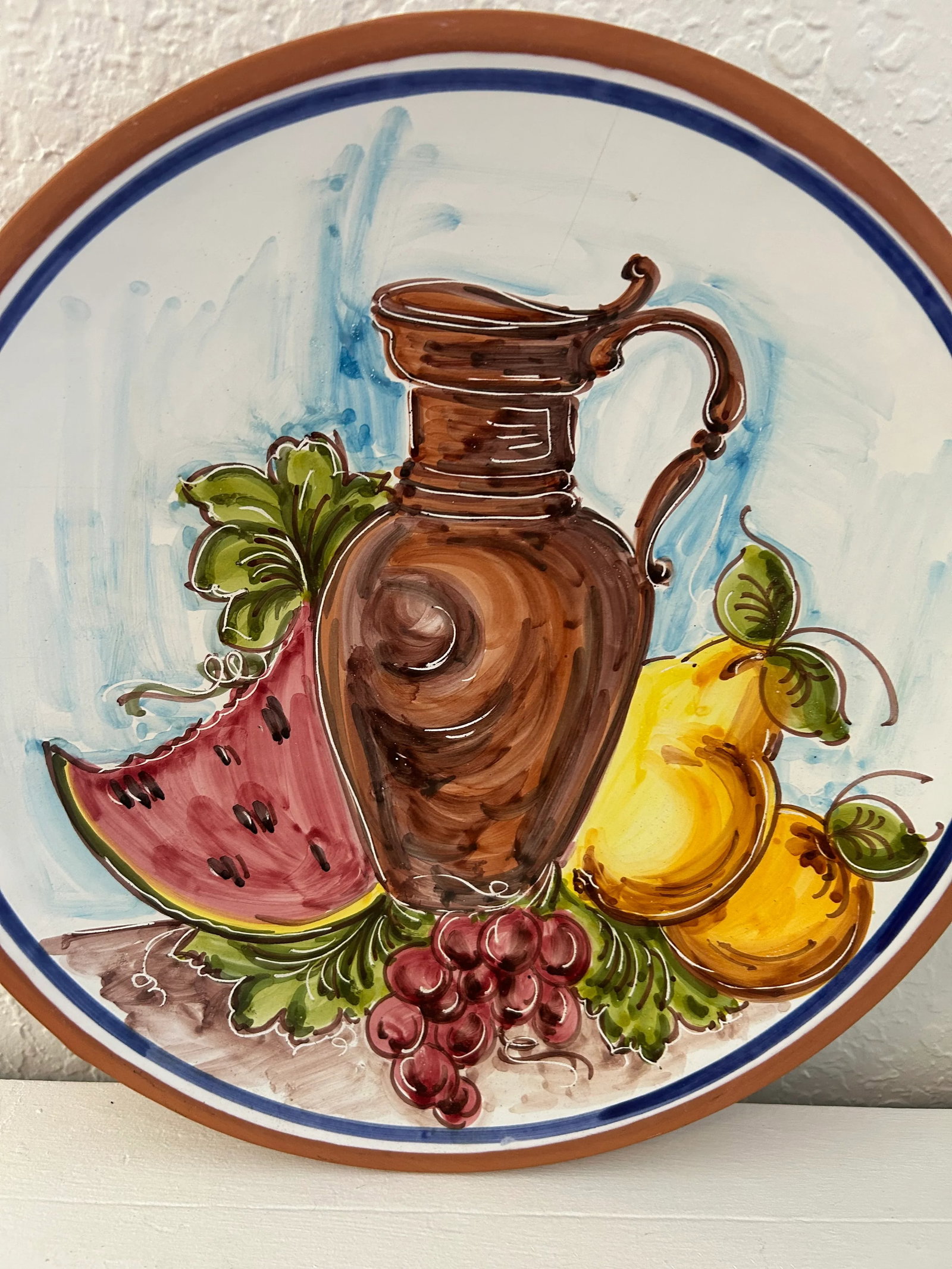 Vintage Large Pitcher & Fruit Italian Pottery Bowl - 2