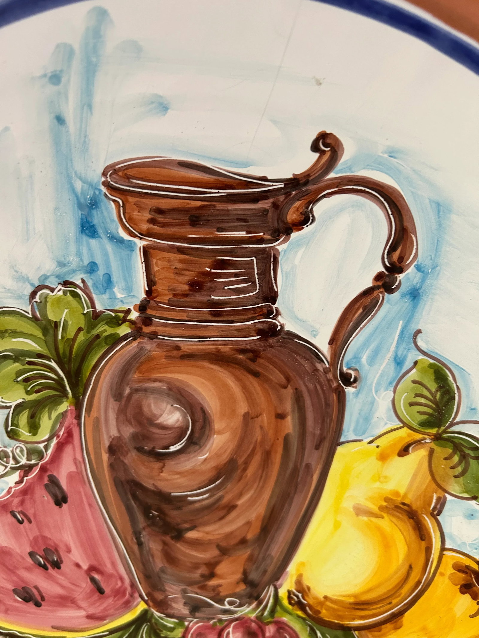 Vintage Large Pitcher & Fruit Italian Pottery Bowl - 3