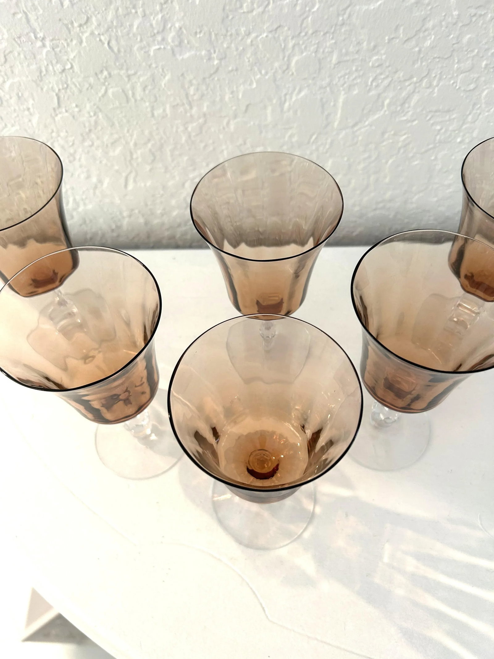 Vintage Dusty Rose Optic Wine Glasses, Set of 6 - 3