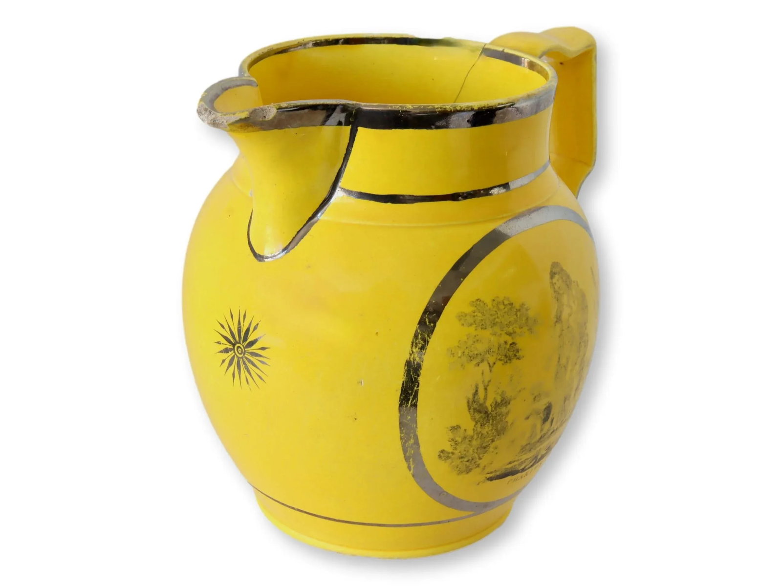 Circa 1810 Canary Yellow Hope & Charity Jug - 3