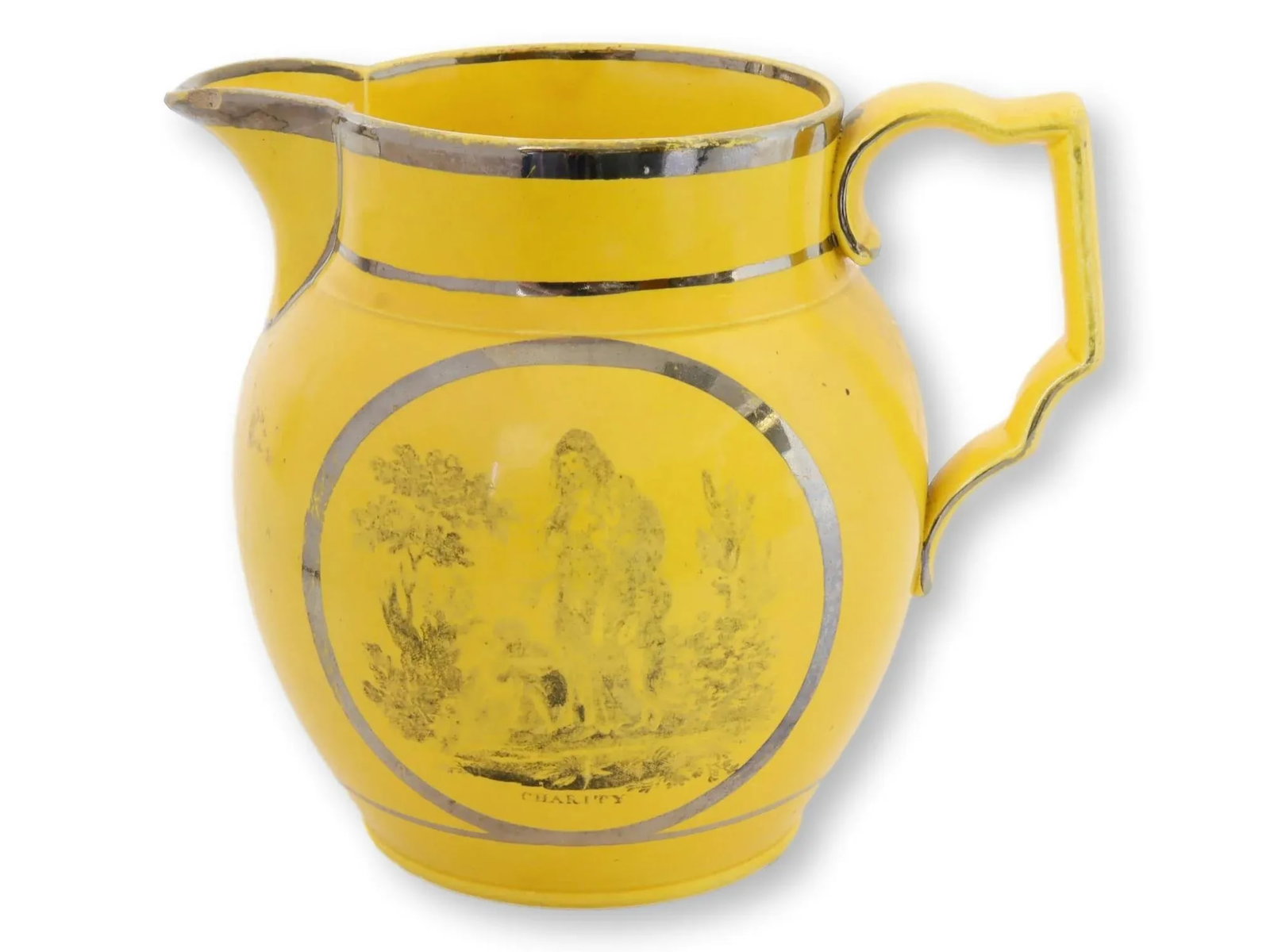 Circa 1810 Canary Yellow Hope & Charity Jug - 5
