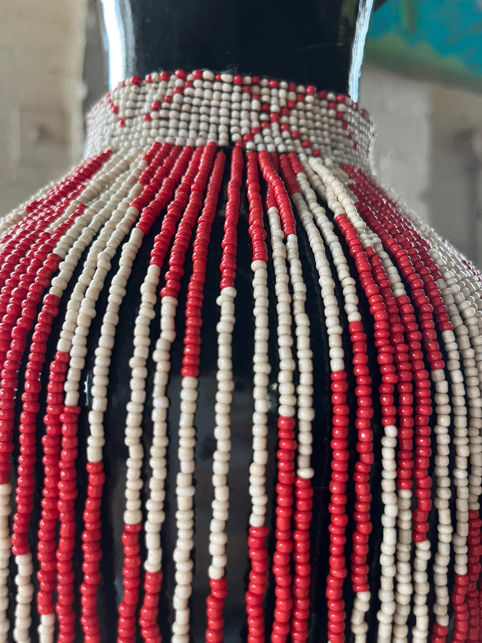 1990s Vintage Maasai-Style Beaded Tribal Bib Necklace - 3