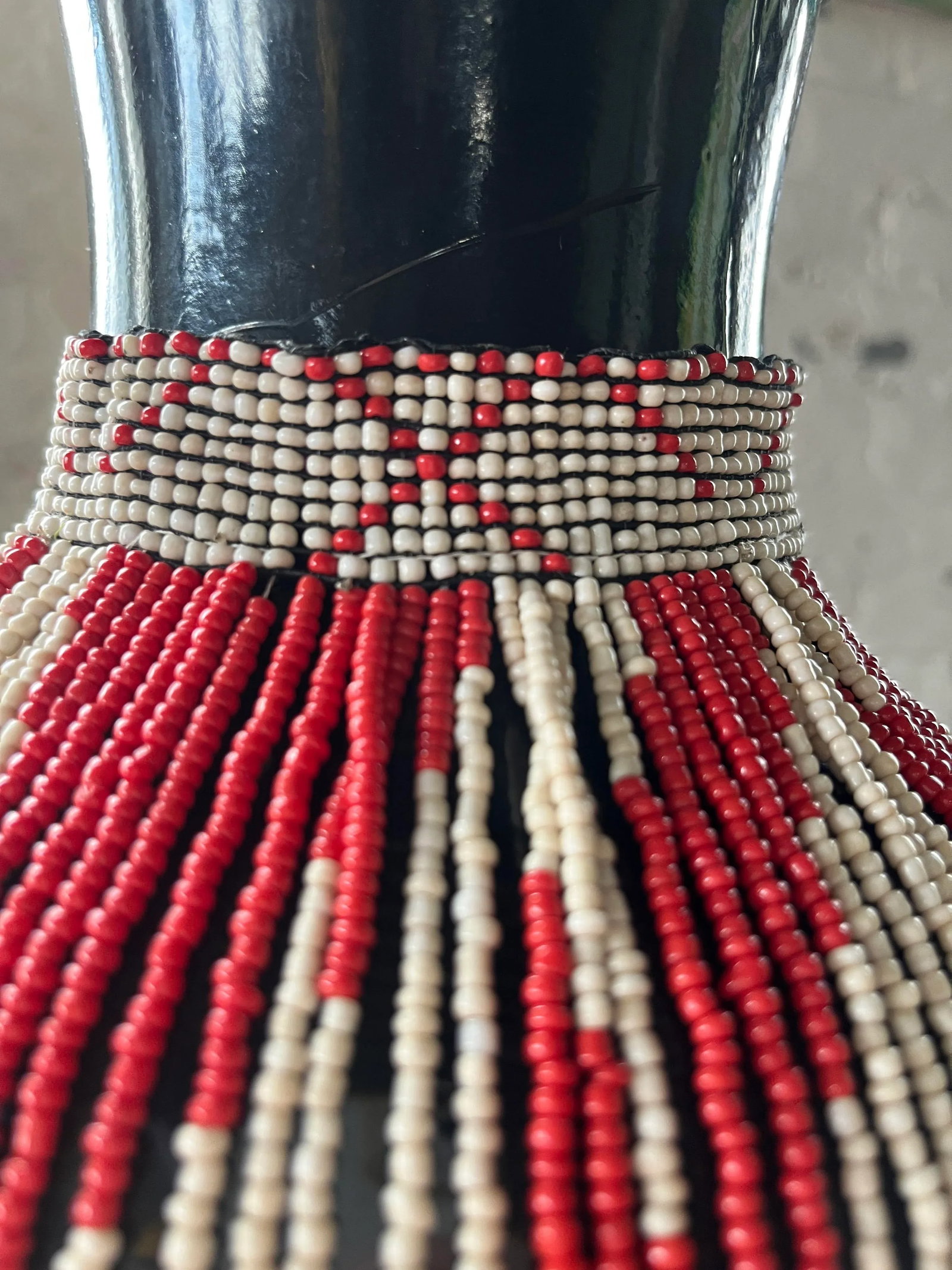 1990s Vintage Maasai-Style Beaded Tribal Bib Necklace - 4