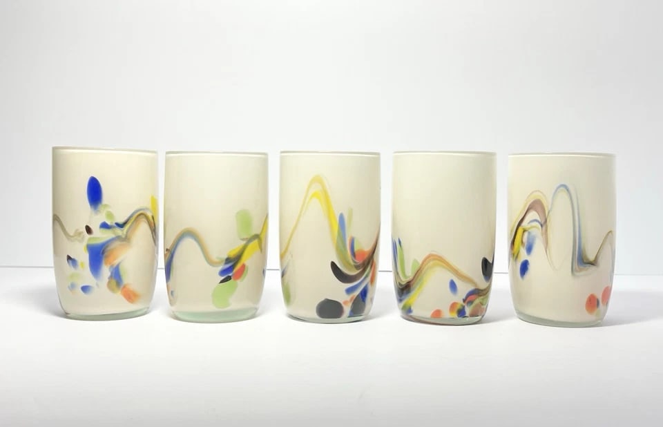 1960s Mid-Century Dalian Glass Co. "Snowflake Series" 6-Piece Pitcher & Tumblers - 3