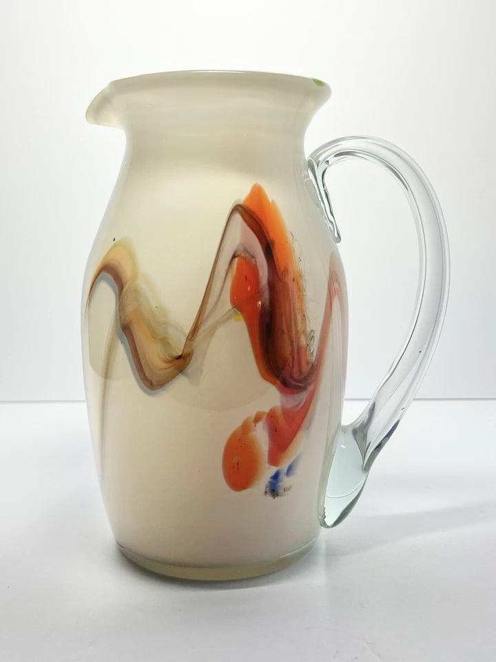 1960s Mid-Century Dalian Glass Co. "Snowflake Series" 6-Piece Pitcher & Tumblers - 7